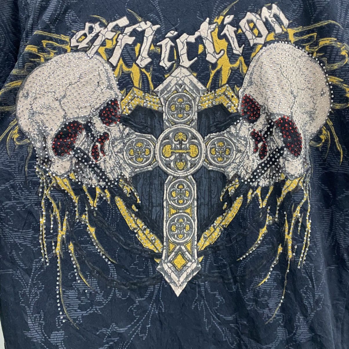 Affliction × Vintage Affliction Skull Cross Grunge Cyber Y2K Style T-Shirt Size US L / EU 52-54 / 3 - 3 Thumbnail