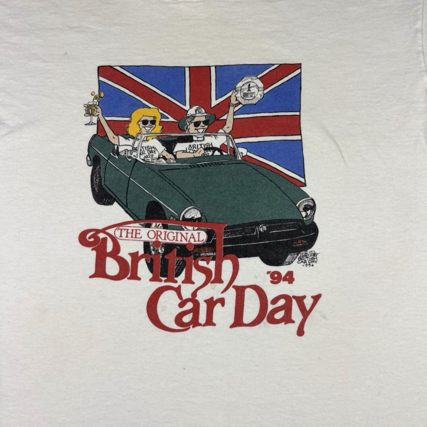 Fruit Of The Loom VINTAGE Fruit of the Loom British Car Day Promo T Shirt 90s Large White Stitch Mens Size US L / EU 52-54 / 3 - 6 Thumbnail