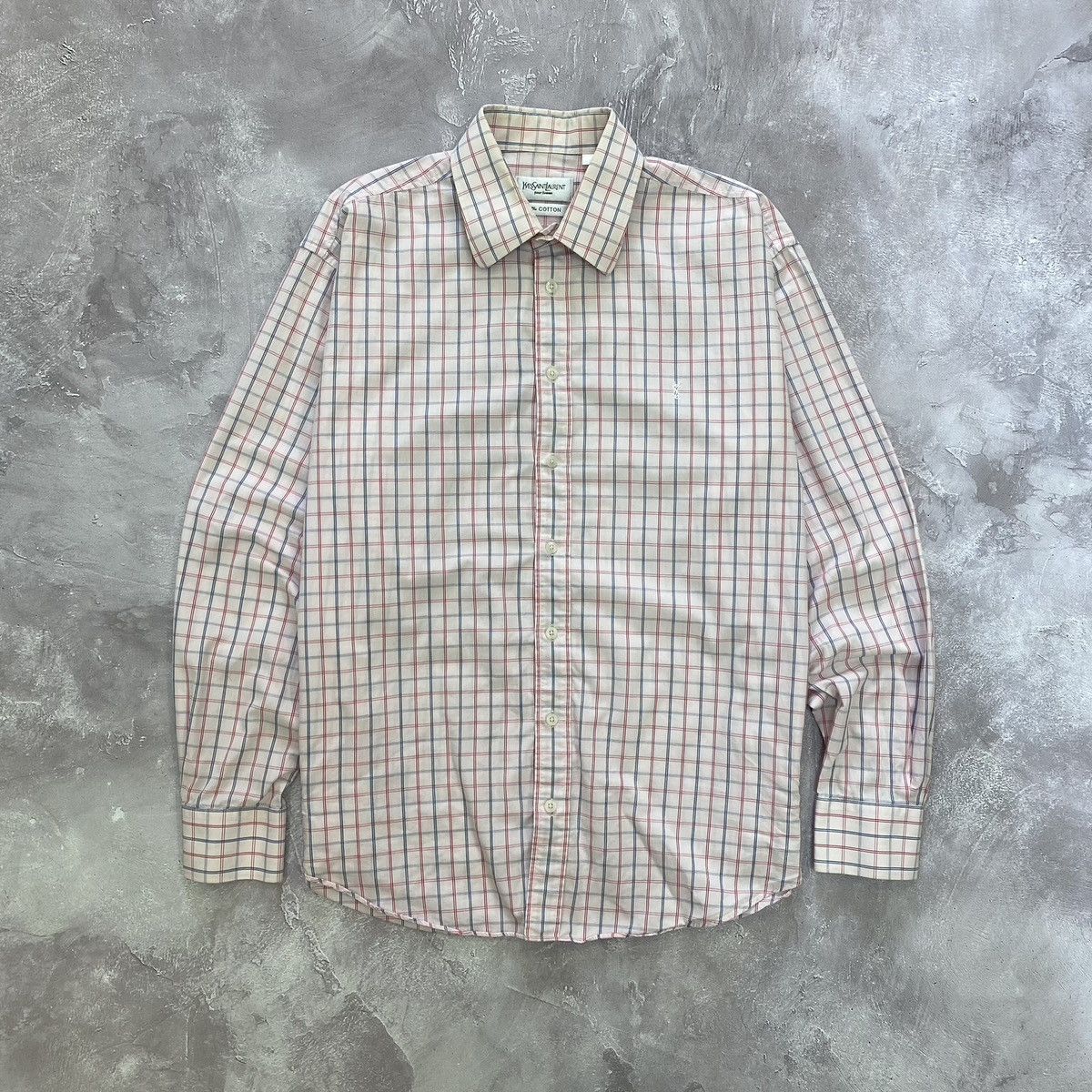 Yves Saint Laurent Vintage YSL Long Sleeve Checkered Shirt Size L Size US L / EU 52-54 / 3 - 1 Thumbnail