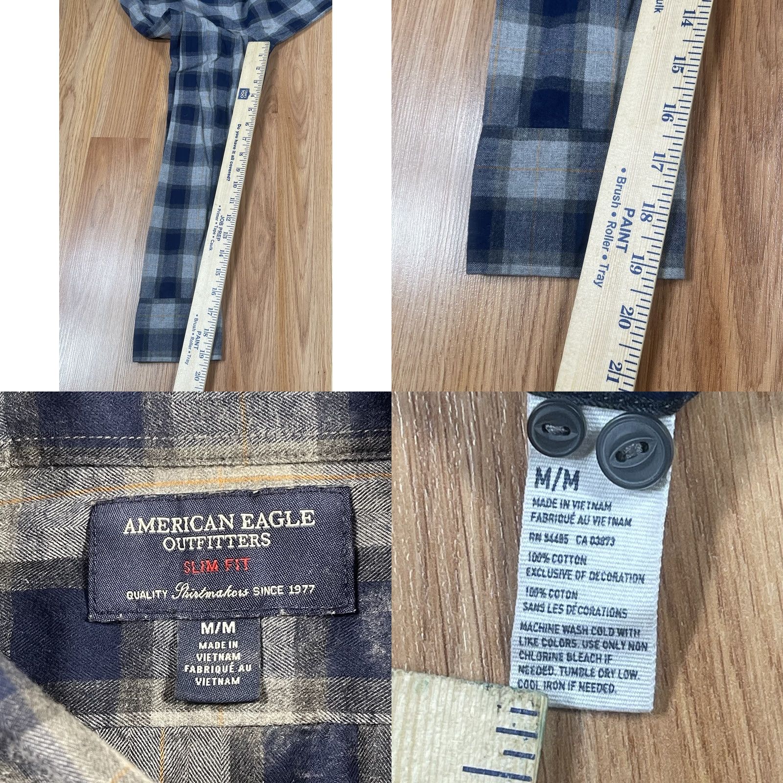 American Eagle Outfitters VINTAGE American Eagle Outfitters Shirt Mens M Medium SlimFit Button Down Flannel Plaid Size US M / EU 48-50 / 2 - 8 Thumbnail