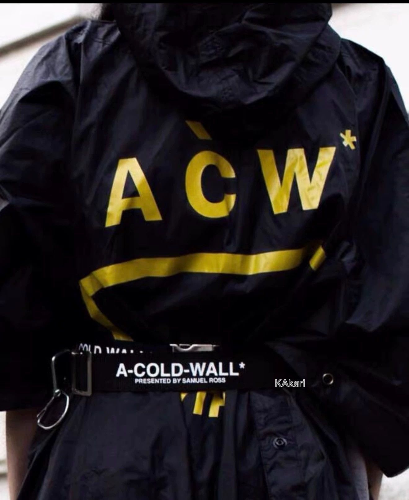 A-COLD-WALL* Black Hooded Raincoat with Yellow Graphic Print Size US M / EU 48-50 / 2 - 8 Thumbnail