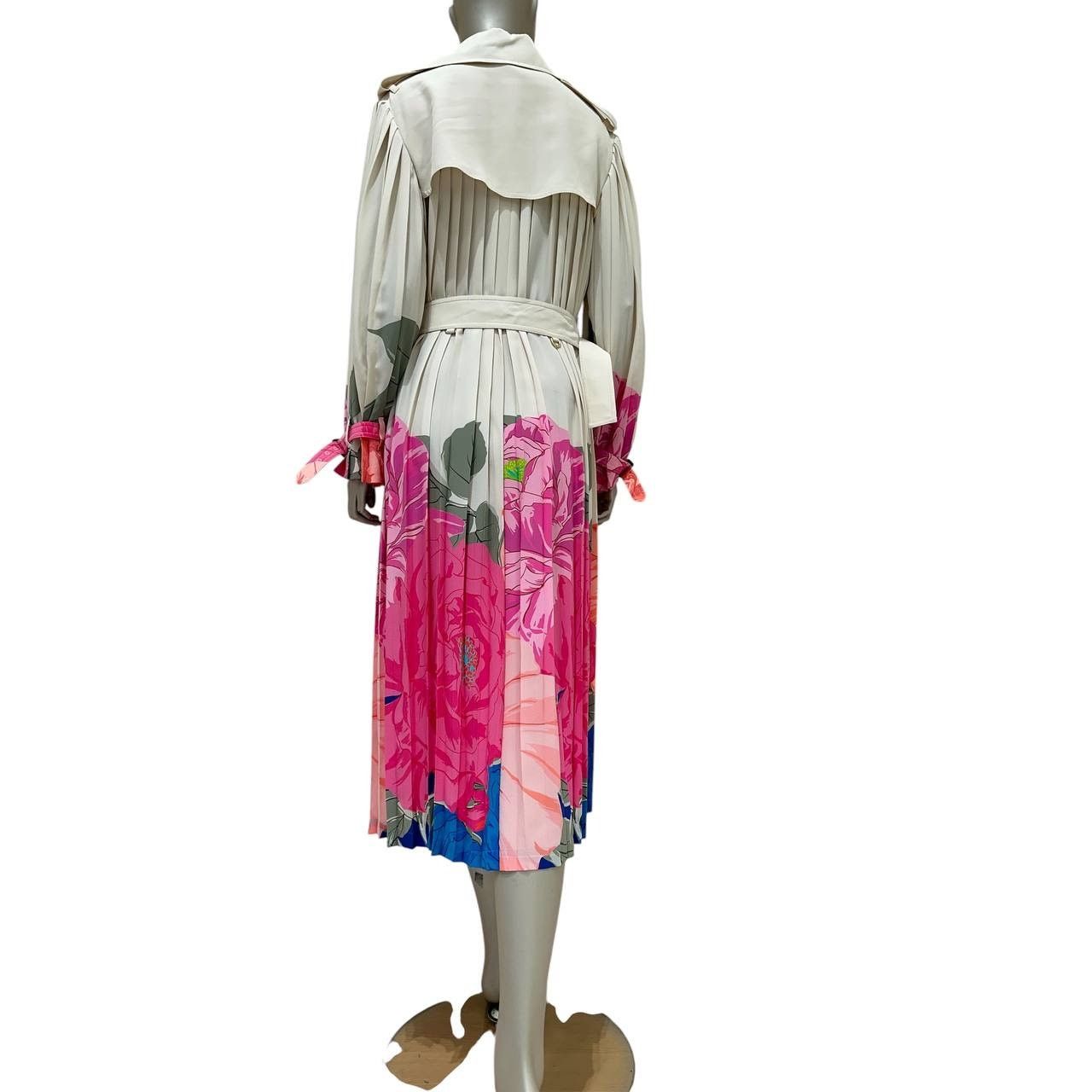 Valentino Valentino Camellia Silk Avorio Fuchsia Trench Coat Sz.42 Size M / US 6-8 / IT 42-44 - 5 Thumbnail
