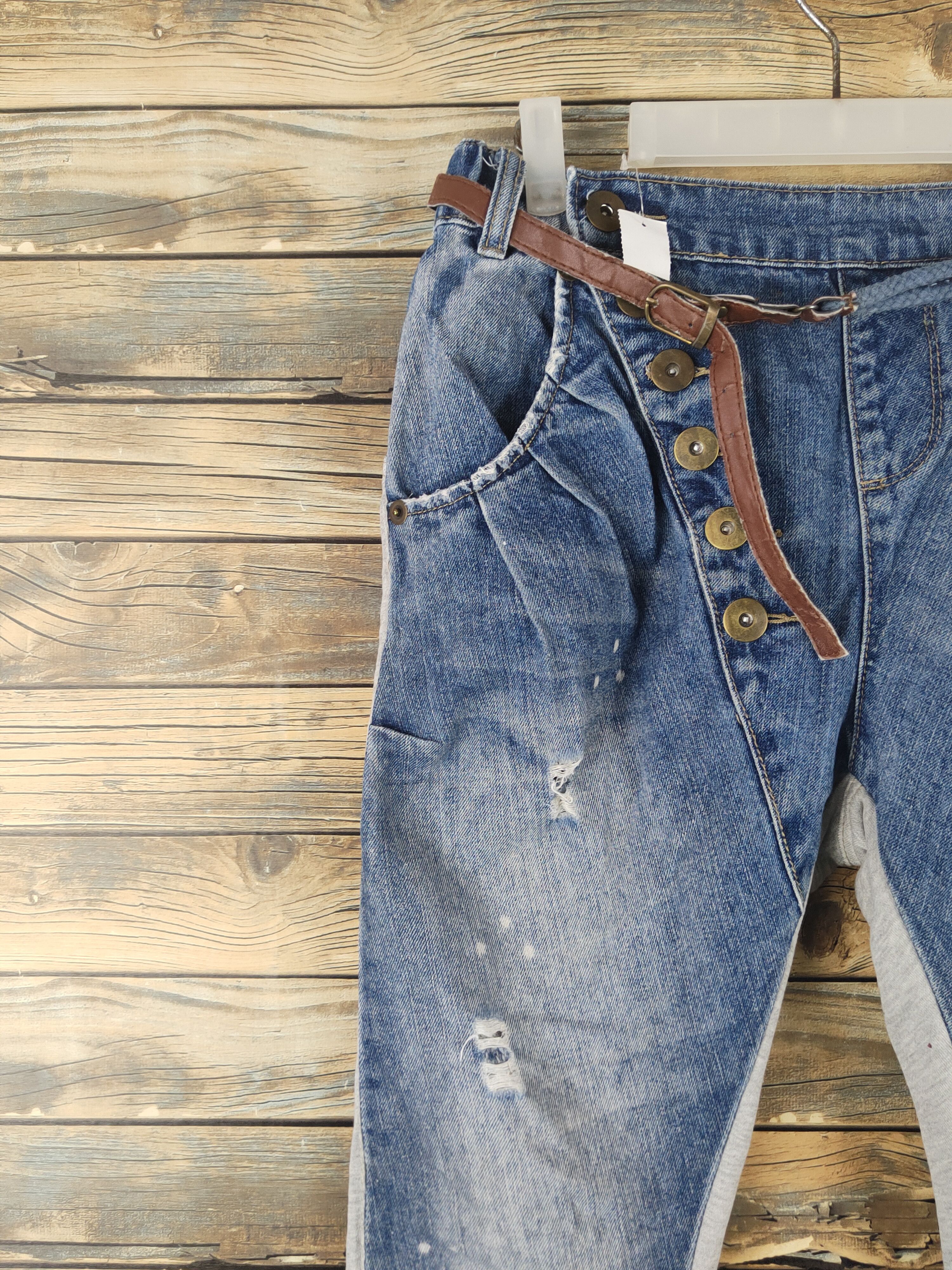 Japanese Brand DL Japanese Brand Blue Gray Multipocket Half Jeans# 46-004 Size 28" / US 6 / IT 42 - 3 Thumbnail
