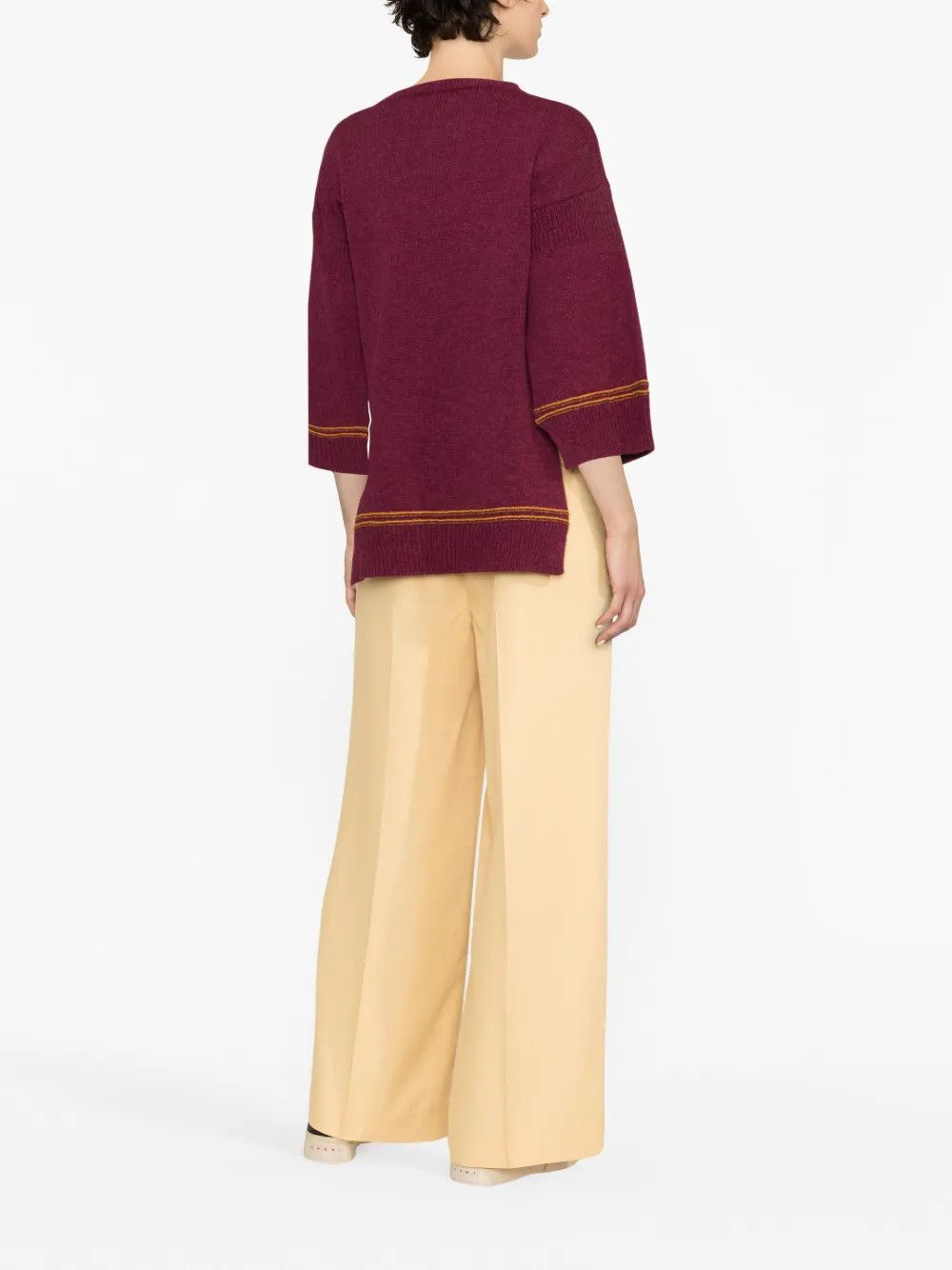 o1y1125 Crewneck Sweater in Garnet/Yellow