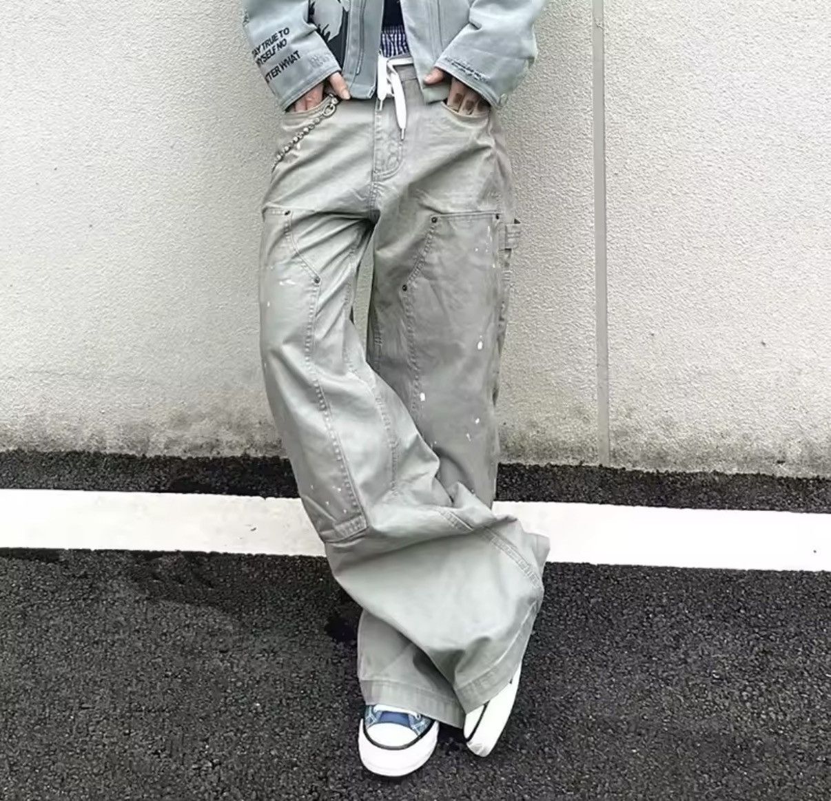 Japanese Brand Gray Y2K Distressed Streetwear Pants Size US 31 - 2 Thumbnail