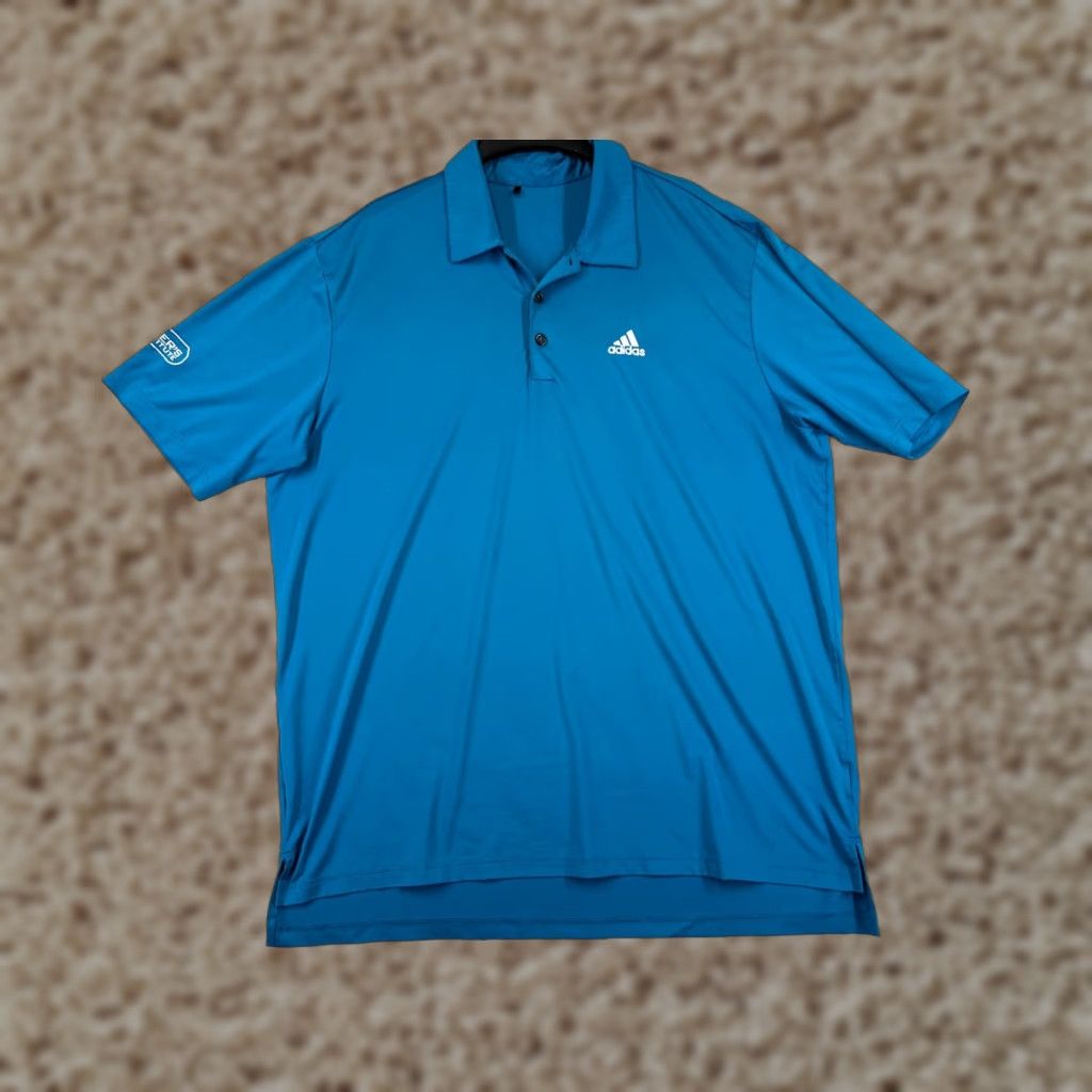 Adidas ADIDAS Polo Shirt Mens XL Blue Solid Short Sleeve Golf Athletic 100% Polyester Polo Men Size US XL / EU 56 / 4 - 1 Thumbnail