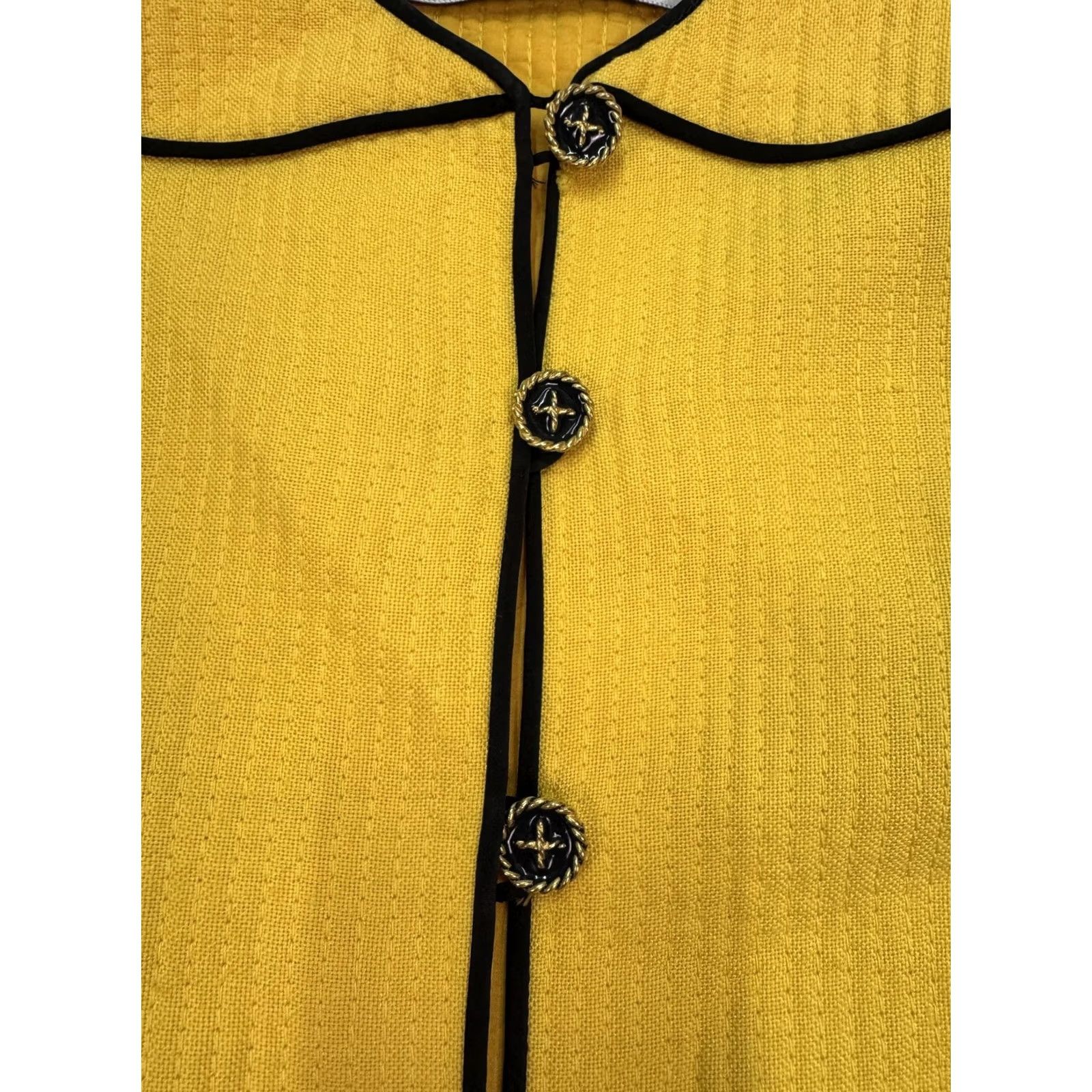 Vintage VINTAGE Christian Ruperto Jacket Womens Medium Yellow Black Trim Mod Coat Size M / US 6-8 / IT 42-44 - 6 Thumbnail