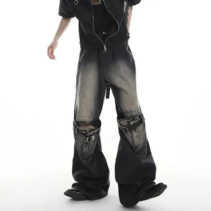 Japanese Brand Bell-bottomed jeans wide legs straight with a joint punk Size US 32 / EU 48 - 2 Thumbnail