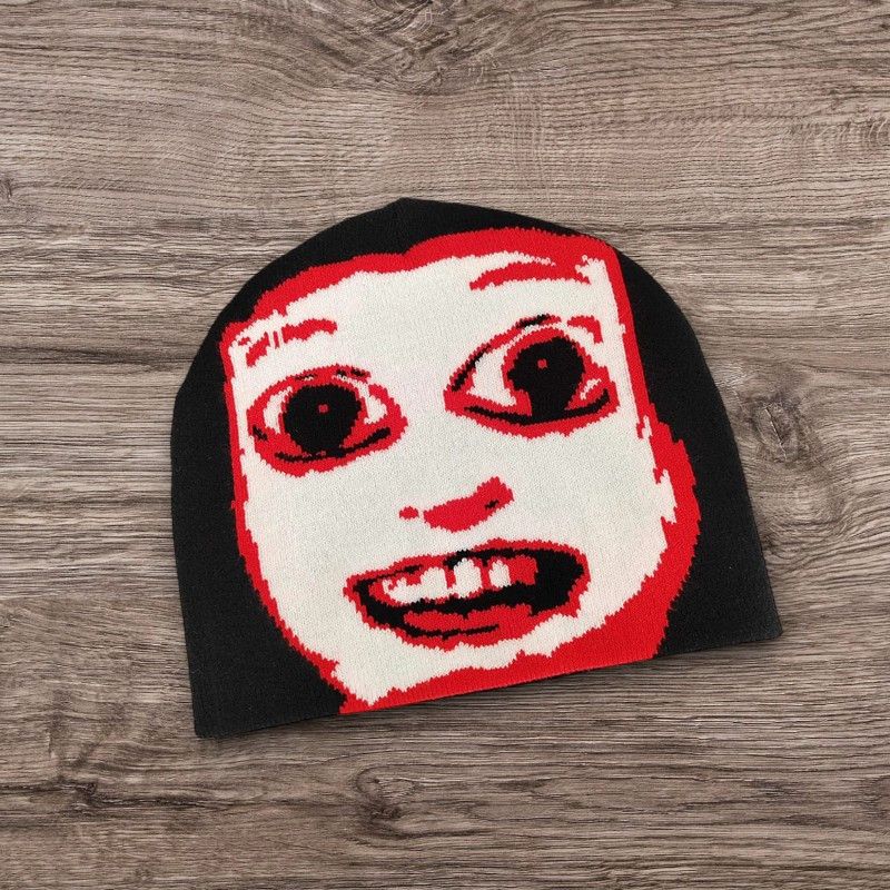 The Unbranded Brand ALT Grunge Y2K Horror Face Beanie Punk Avantgarde Opium Hat Size ONE SIZE - 1 Preview