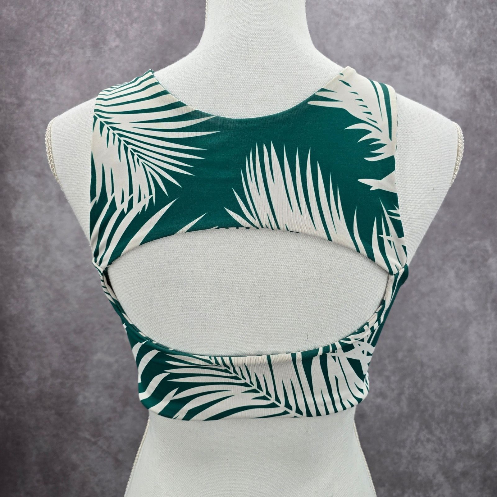 Other Green White Tropical Leaf Cutout Bikini Top Swimwear Medium Size ONE SIZE - 3 Thumbnail