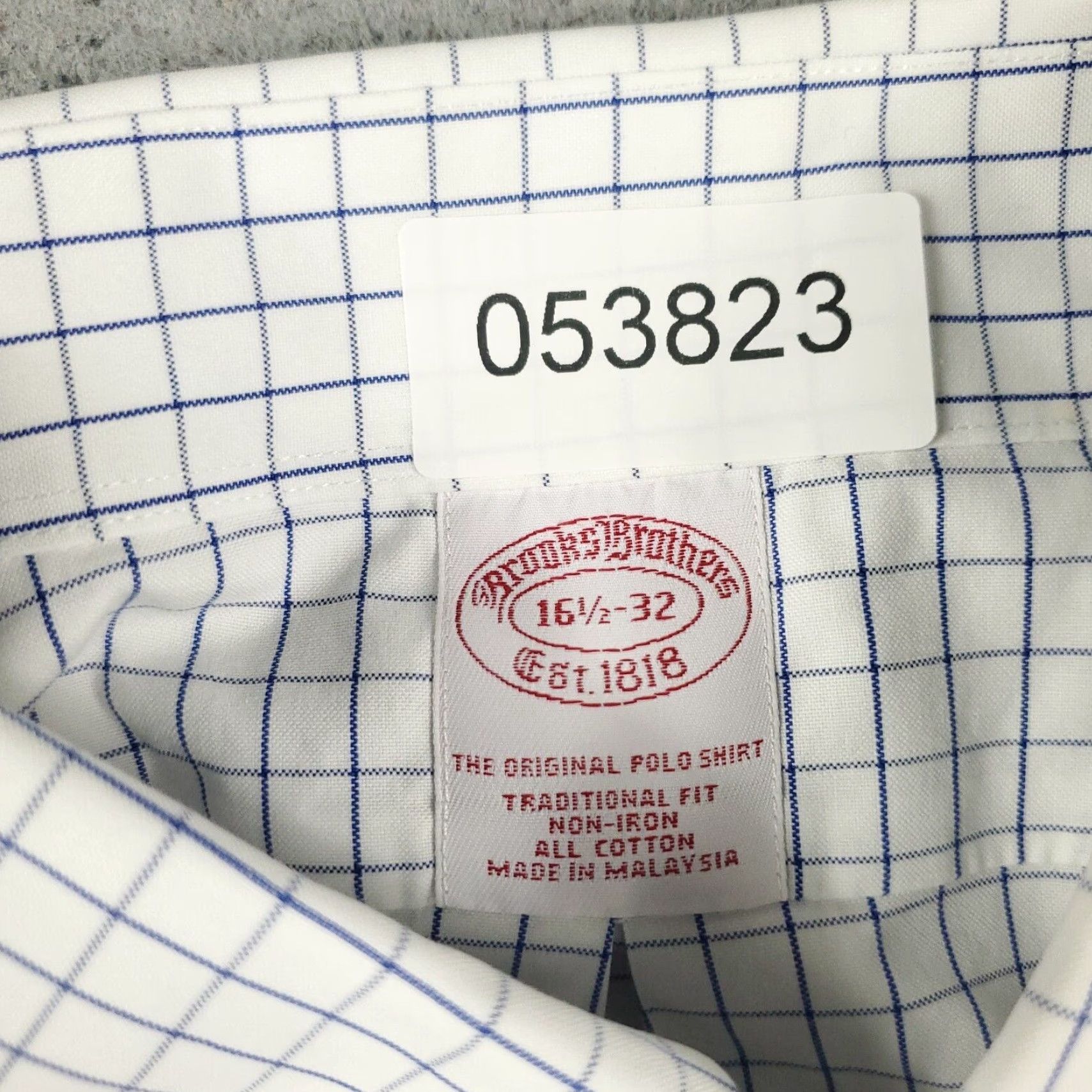 Brooks Brothers Brooks Brothers Shirt Mens 16.5 White Blue Check Dress Button Up Long Sleeve Size 42R - 6 Thumbnail