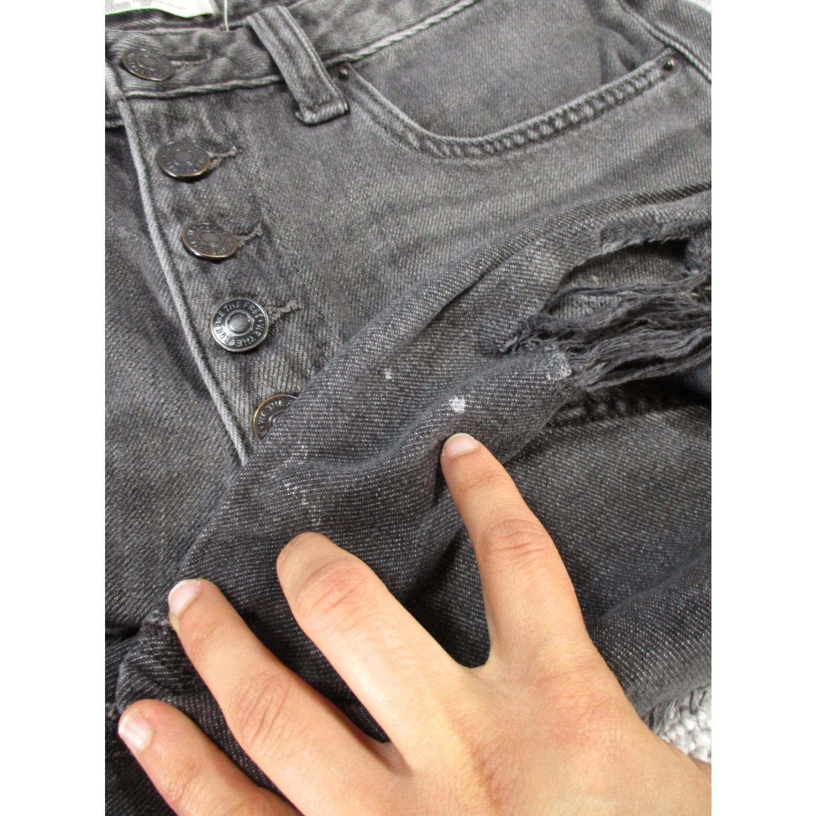 Free People Free People Shorts Womens 27 Gray Denim Button Fly Cut-Offs - Bohemian Festival Casual Party/Cocktail Travel Womens Size 27" / US 4 / IT 40 - 2 Thumbnail