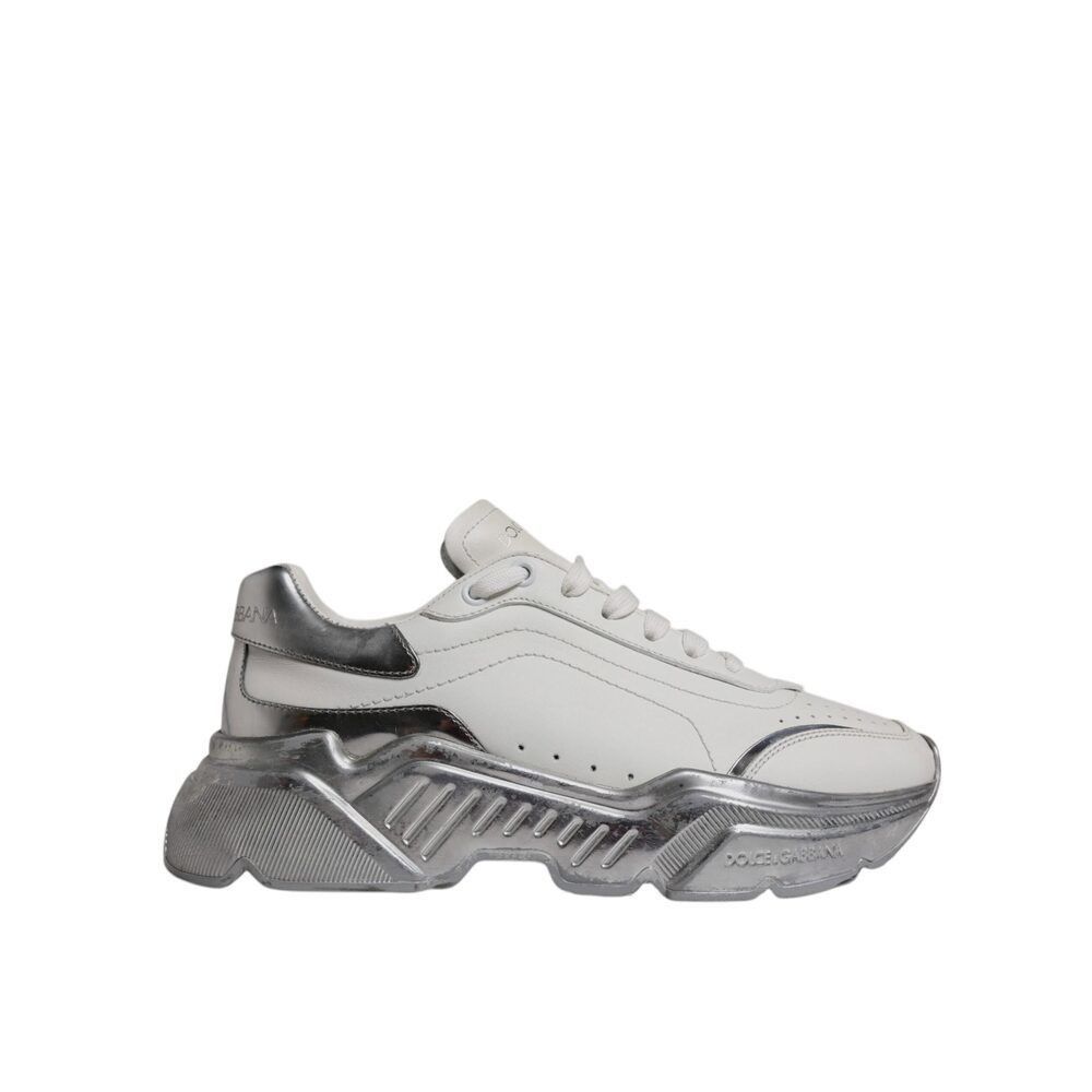 Dolce & Gabbana Dolce & Gabbana White Silver Daymaster Low Top Sneaker Shoes Size US 8.5 / IT 38.5 - 1 Thumbnail