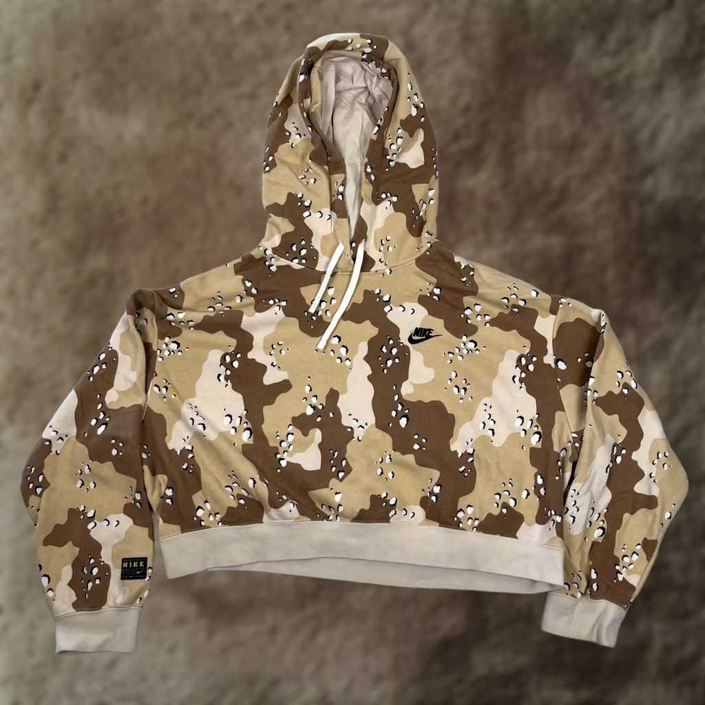Nike Nike Hoodie Womens XL Beige Desert Camo Cropped Fleece Pullover Hoodie Crew Neck Relaxed Oversized Casual Logo Swoosh Mens? Womens Size XL / US 12-14 / IT 48-50 - 1 Thumbnail
