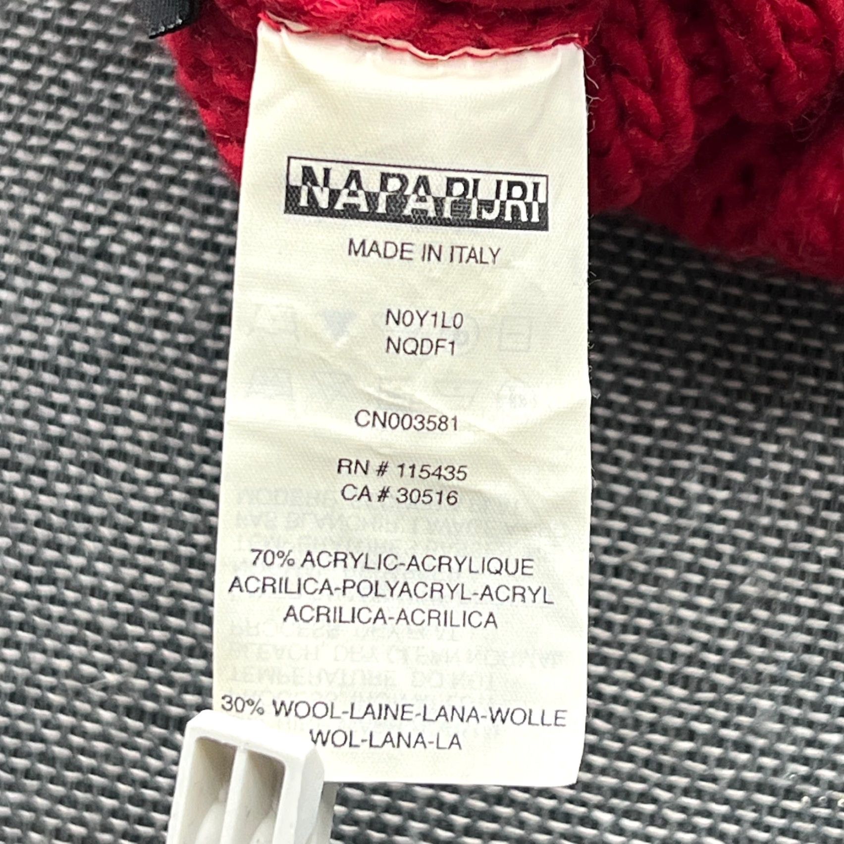 Napapijri Napapijri Beanie Hat One Size OS Red Norway Flag Ribbon Cuffed Pom Pom Knit Unisex Adults Shipped OS Size ONE SIZE - 5 Thumbnail