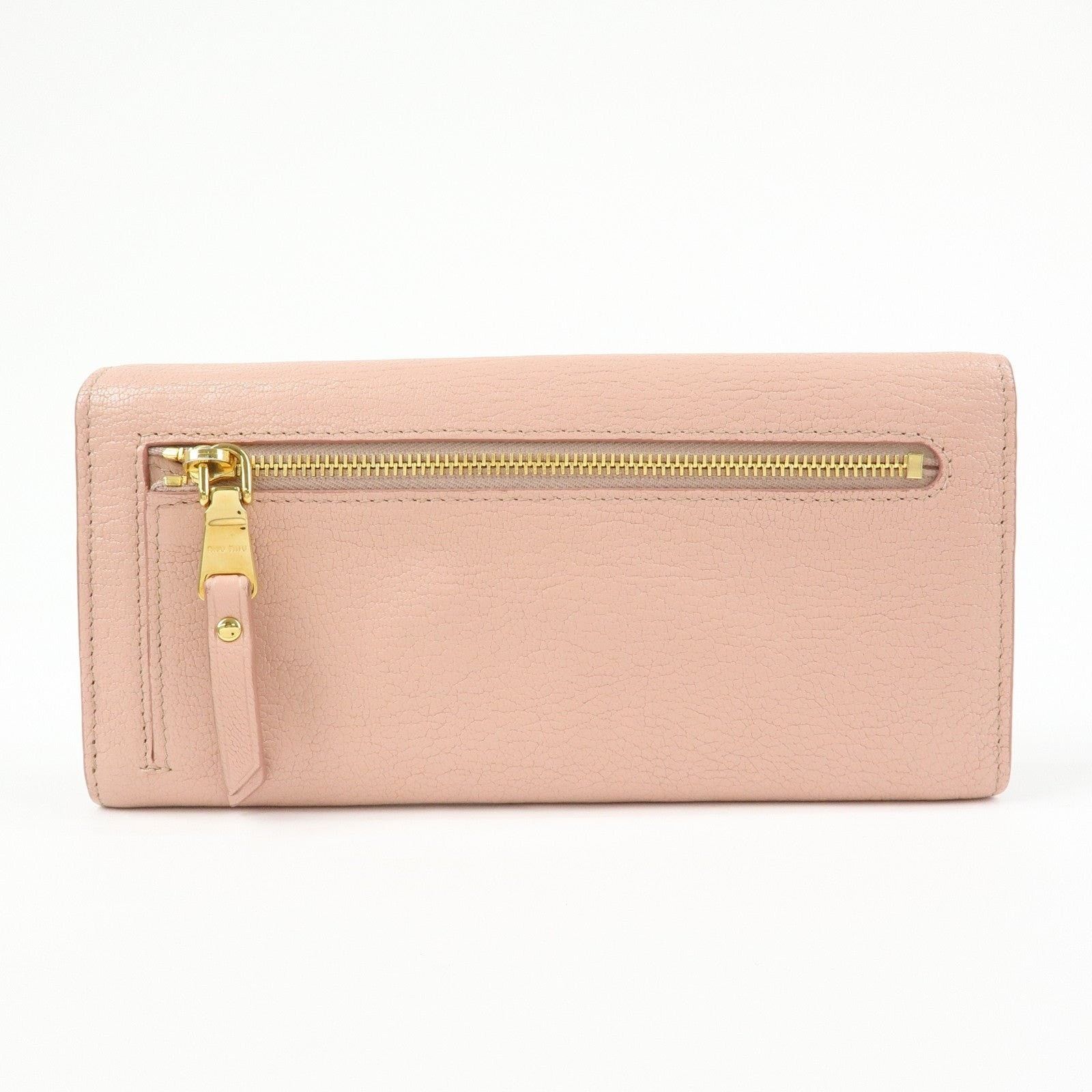 Miu Miu Miu Miu Madras Leather Ribbon Bi-fold Long Wallet Pink Size ONE SIZE - 2 Thumbnail