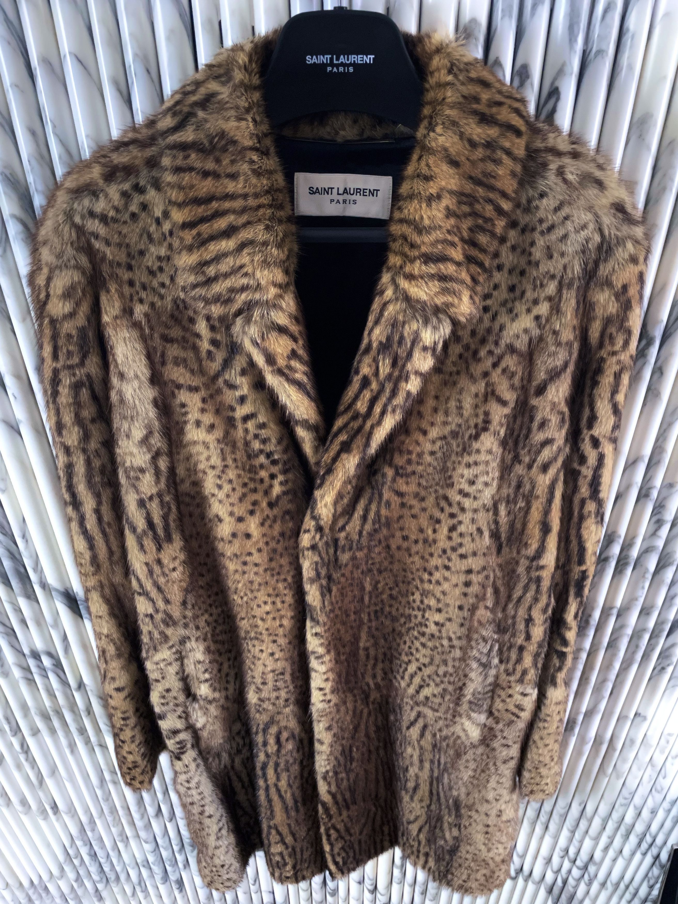 Hedi Slimane × Saint Laurent Paris *HOLY GRAIL* BABYCAT LEOPARD OCELOT MARMOT MINK FUR COAT Size US M / EU 48-50 / 2 - 5 Thumbnail
