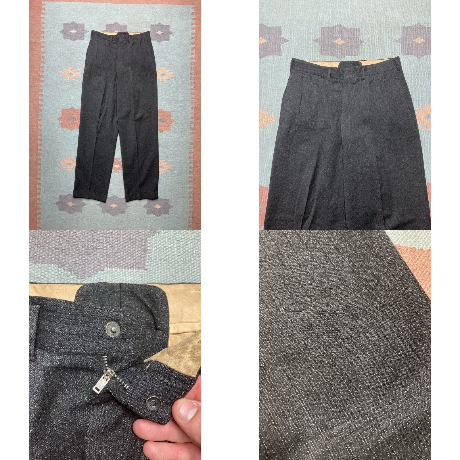 Vintage VINTAGE Richman Brothers 2 Piece Suit Single-Breasted Black 38 Mens Rockabilly 1950s Size 38R - 8 Thumbnail