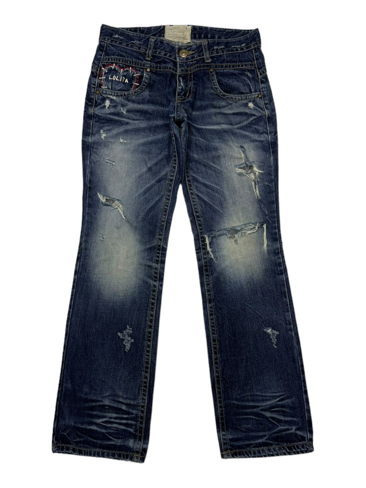 If Six Was Nine × Japanese Brand × Le Grande Bleu (L.G.B.) RARE🔥LOLITA DISTRESS RIPS DENIM JEANS HYPE Size US 32 / EU 48 - 1 Thumbnail