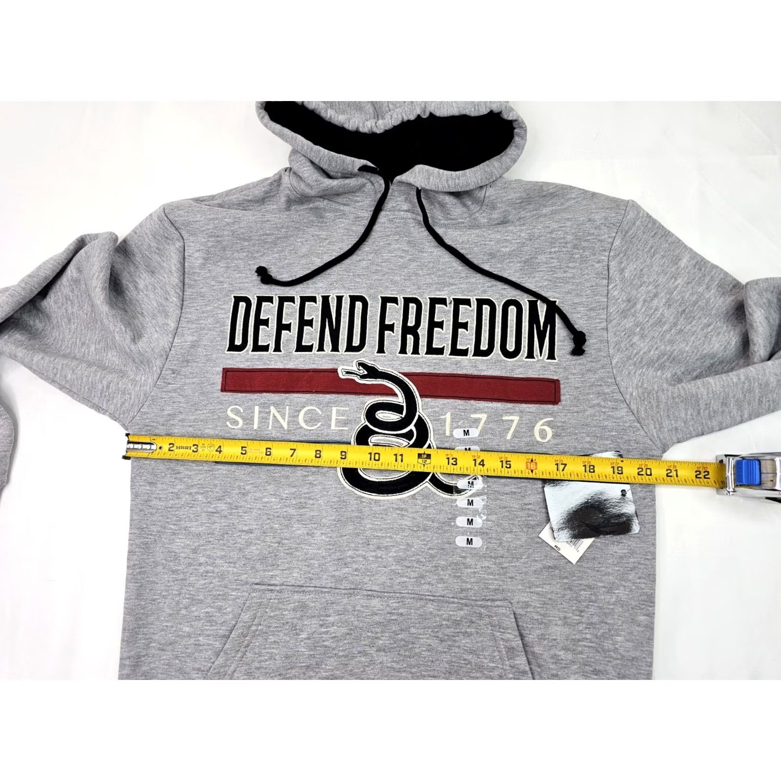 Vintage Buck Wear Hoodie Defend Freedom Since 1776 Men M Hooded Pullover Embroidered USA Graphic Print Gray NWT Size US M / EU 48-50 / 2 - 7 Thumbnail
