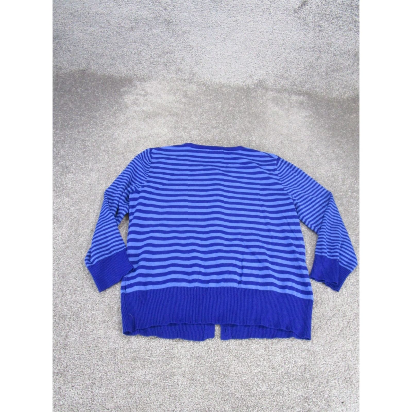Tory Burch VINTAGE Tory Burch Women's Sweater Cardigan Small Blue Striped Crew Neck Long Sleeve Cotton Blend 90s Girls Size S / US 4 / IT 40 - 4 Thumbnail