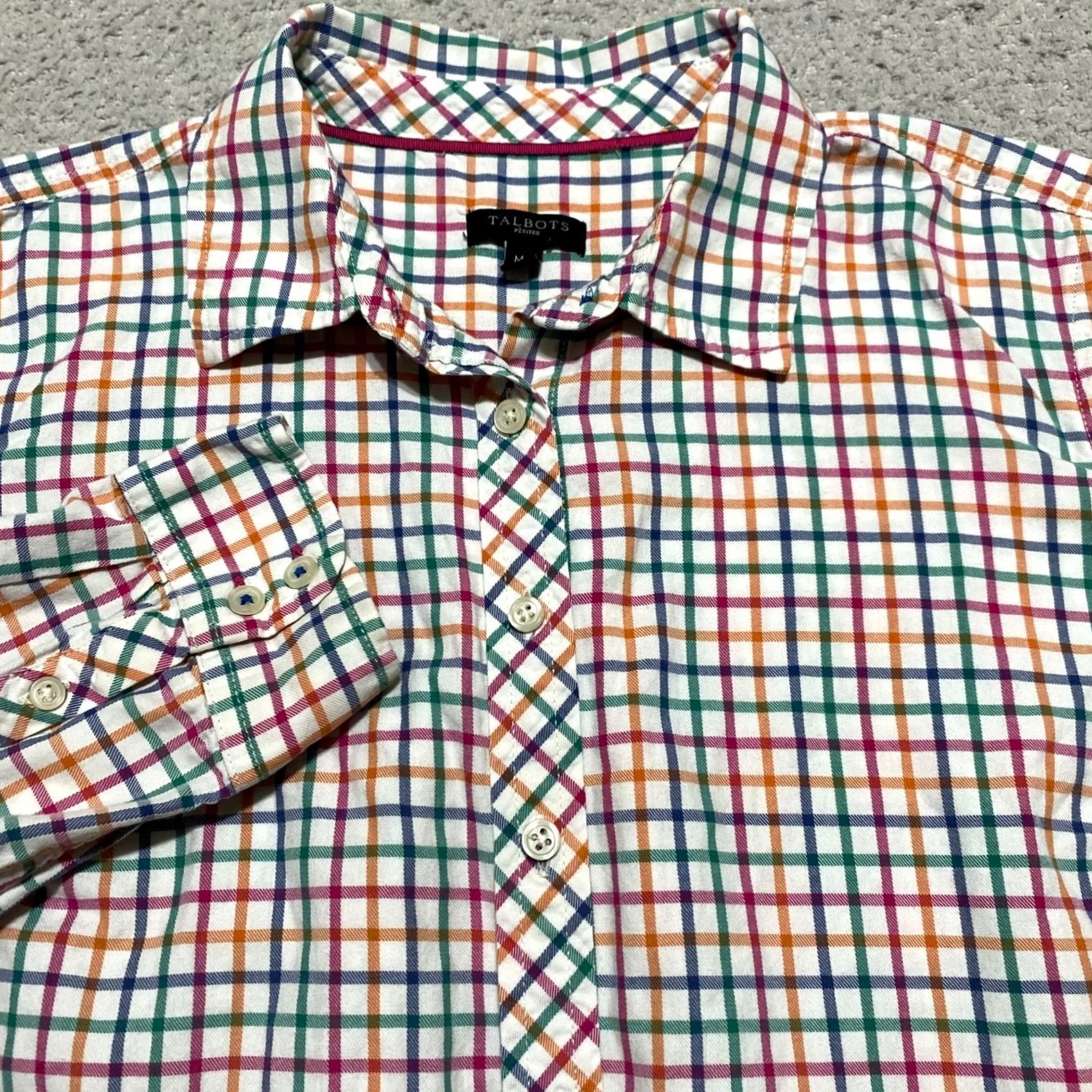 Talbots Talbots Womens Button-Up Shirt PM Multicolor Plaid Cotton Petite Long Sleeve Casual Shirt Womens Size M / US 6-8 / IT 42-44 - 5 Thumbnail