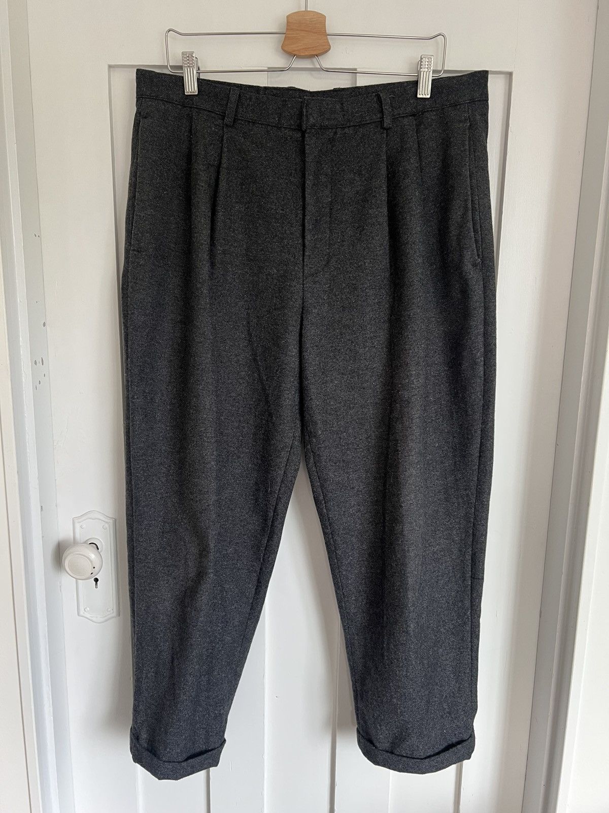 Olive Wide-Cut Twill Volk Trousers Gray Size US 36 / EU 52 - 1 Thumbnail
