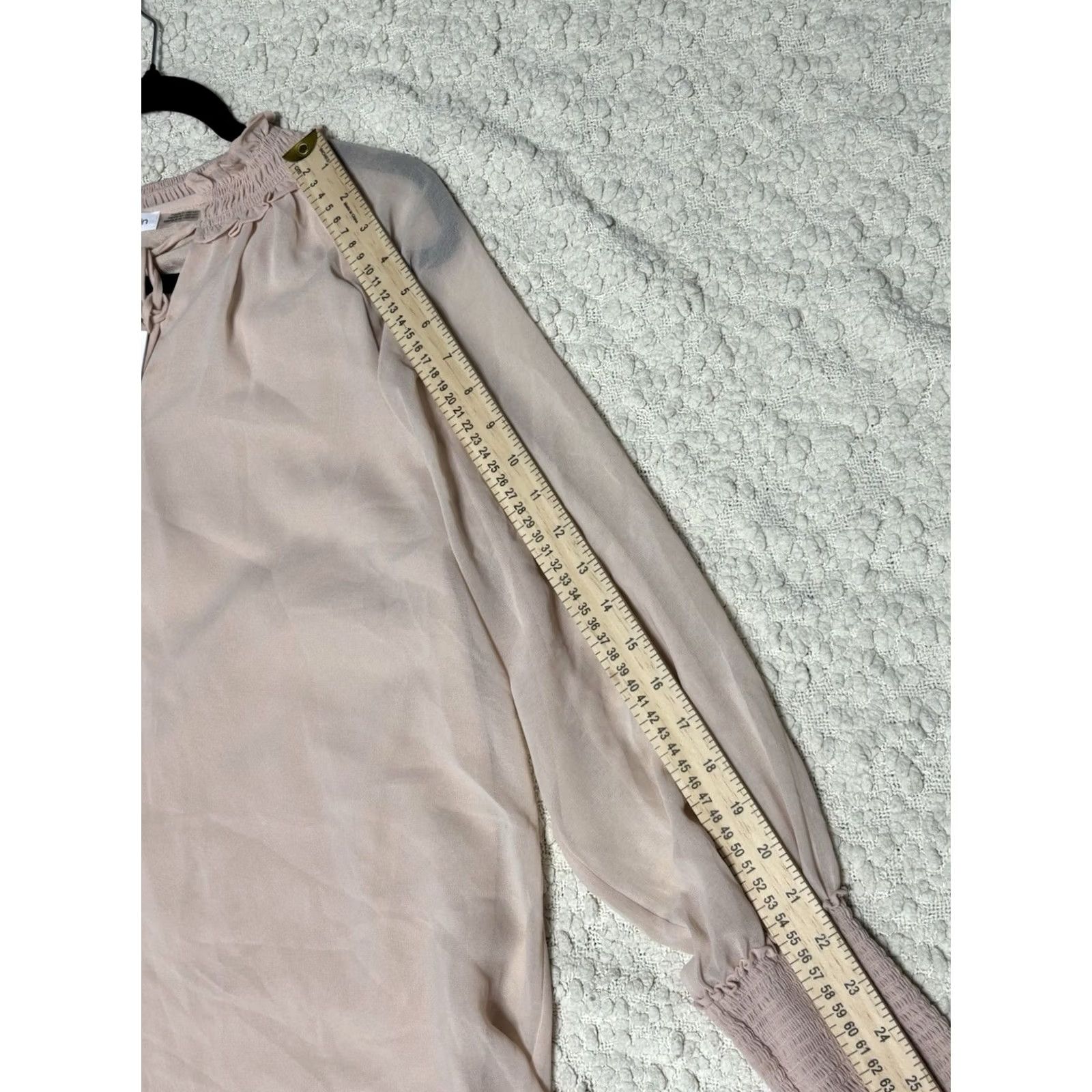 Calvin Klein Calvin Klein Blouse Shirt Women Beige Ruffle Neck Tie Long Sleeve Sheer Size M Size M / US 6-8 / IT 42-44 - 5 Thumbnail