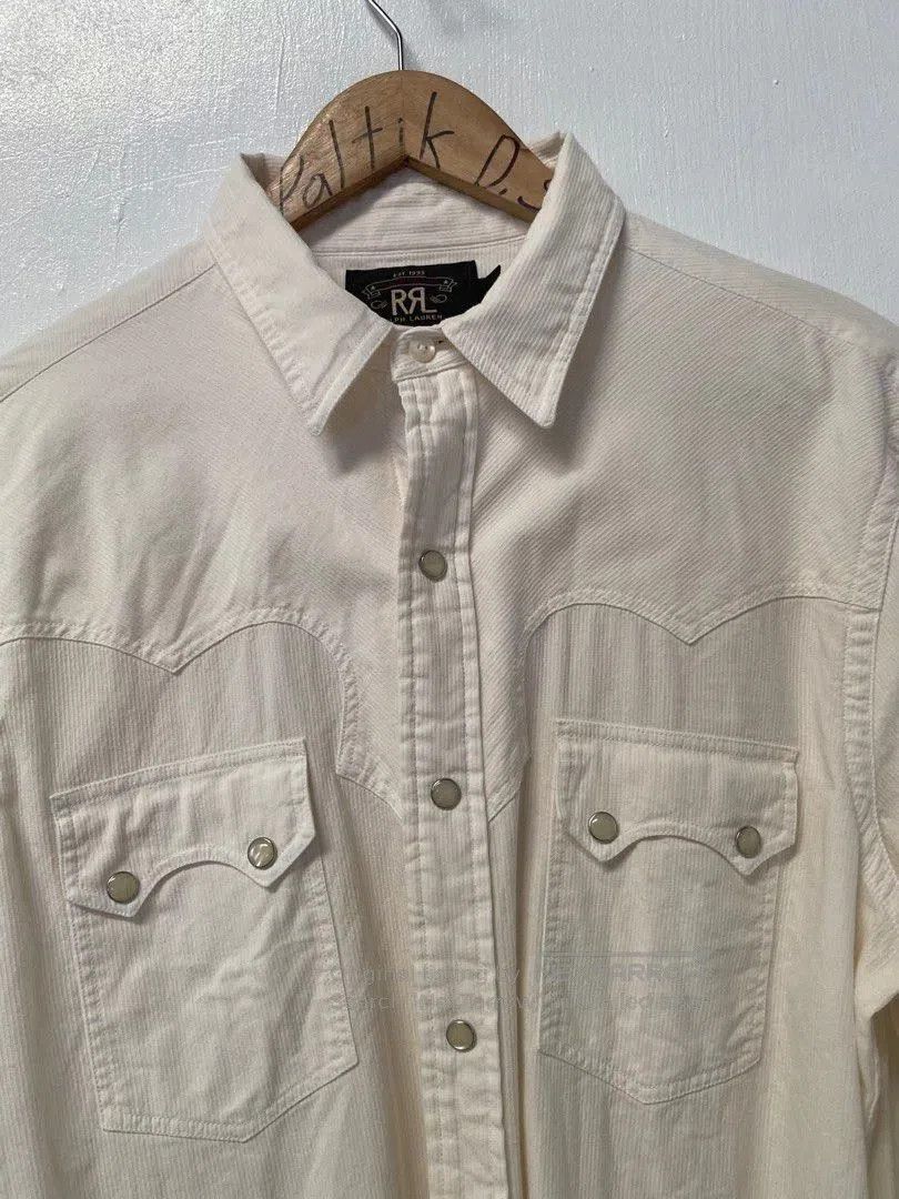 RRL Ralph Lauren RRL Vintage White Corduroy Western Shirt. Size US M / EU 48-50 / 2 - 3 Thumbnail