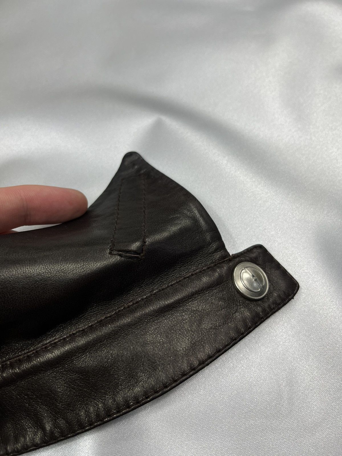 Gucci 💎90s Gucci Vintage Leather Shirt Collar Podium Size ONE SIZE - 13 Thumbnail