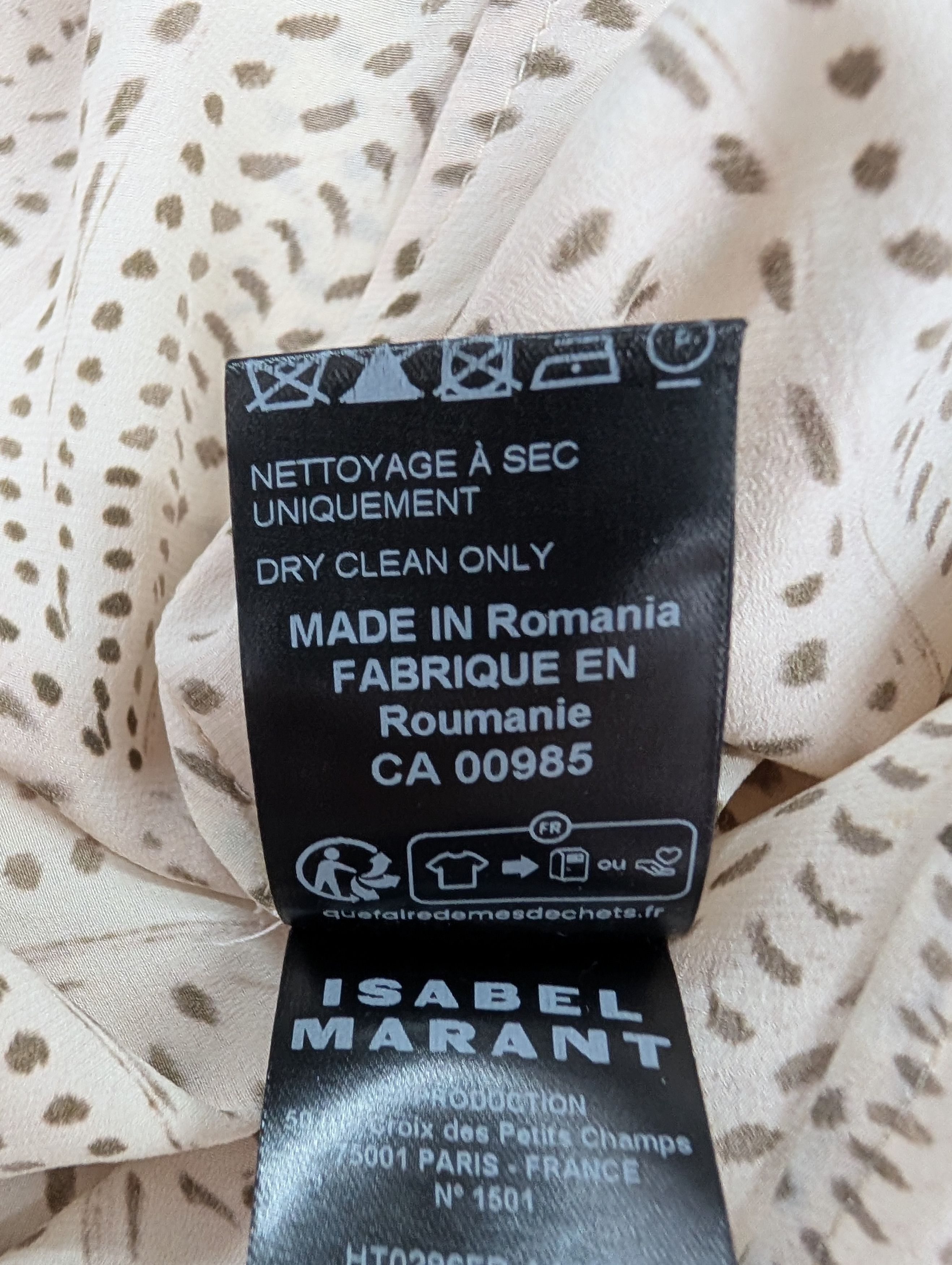 Isabel Marant Isabel Marant Beige Printed Long Sleeve Silk Top Size XS / US 0-2 / IT 36-38 - 7 Thumbnail