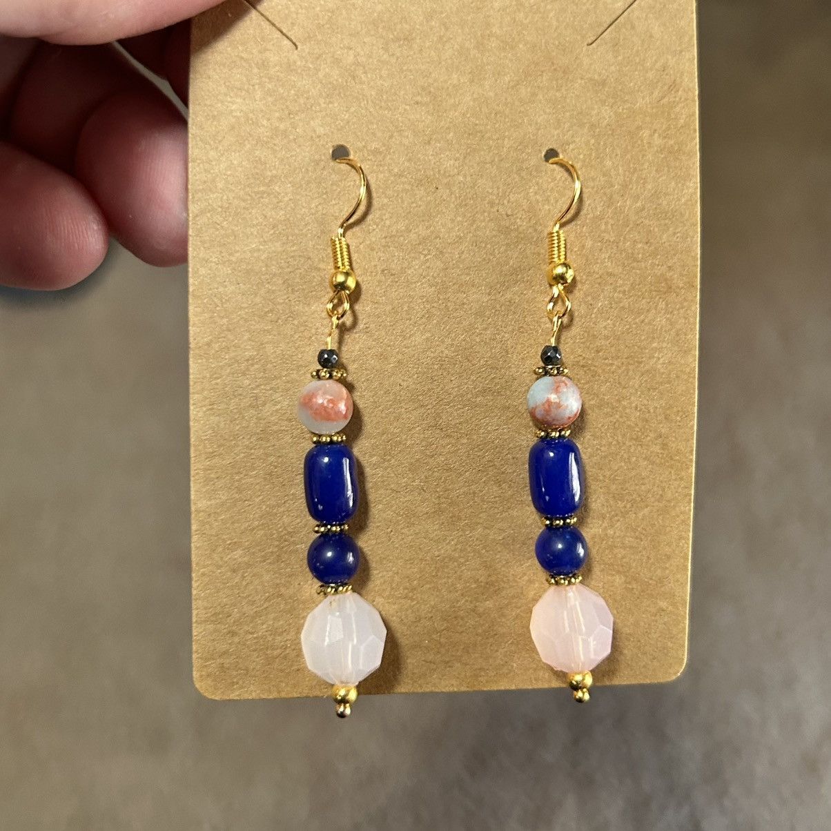 Handmade Handcrafted vintage bead cat eye glass earrings Size ONE SIZE - 2 Thumbnail