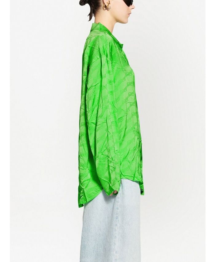 Balenciaga o1la1rc1a1024 BB Monogram Minimal Shirt in Apple Green Size XS / US 0-2 / IT 36-38 - 3 Thumbnail