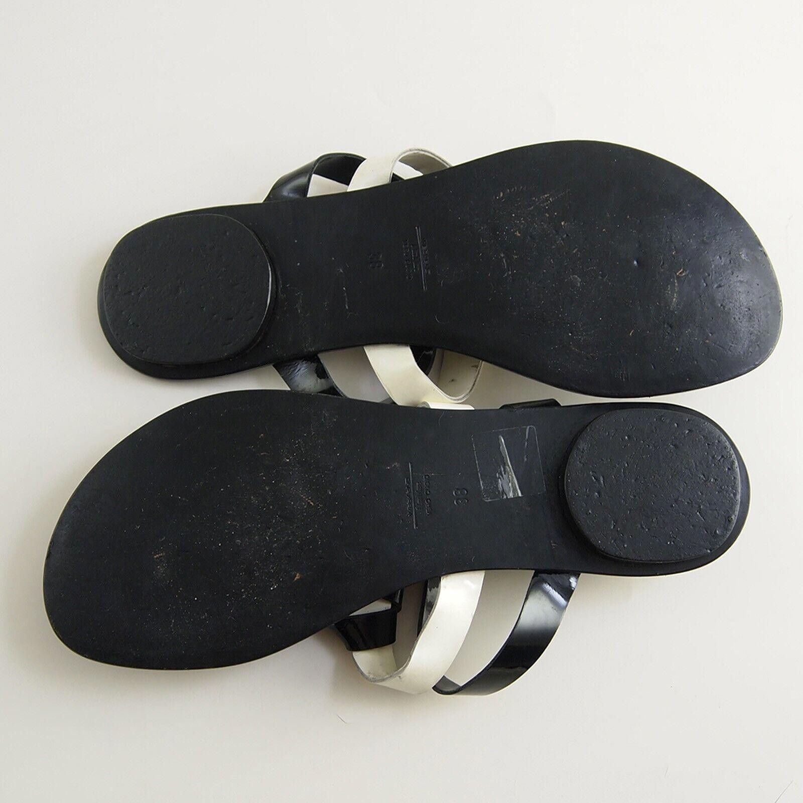 Designer Max Mara Weekend Thong Slides Black Ivory Leather US 8 EU 38 Size US 8 / IT 38 - 7 Thumbnail