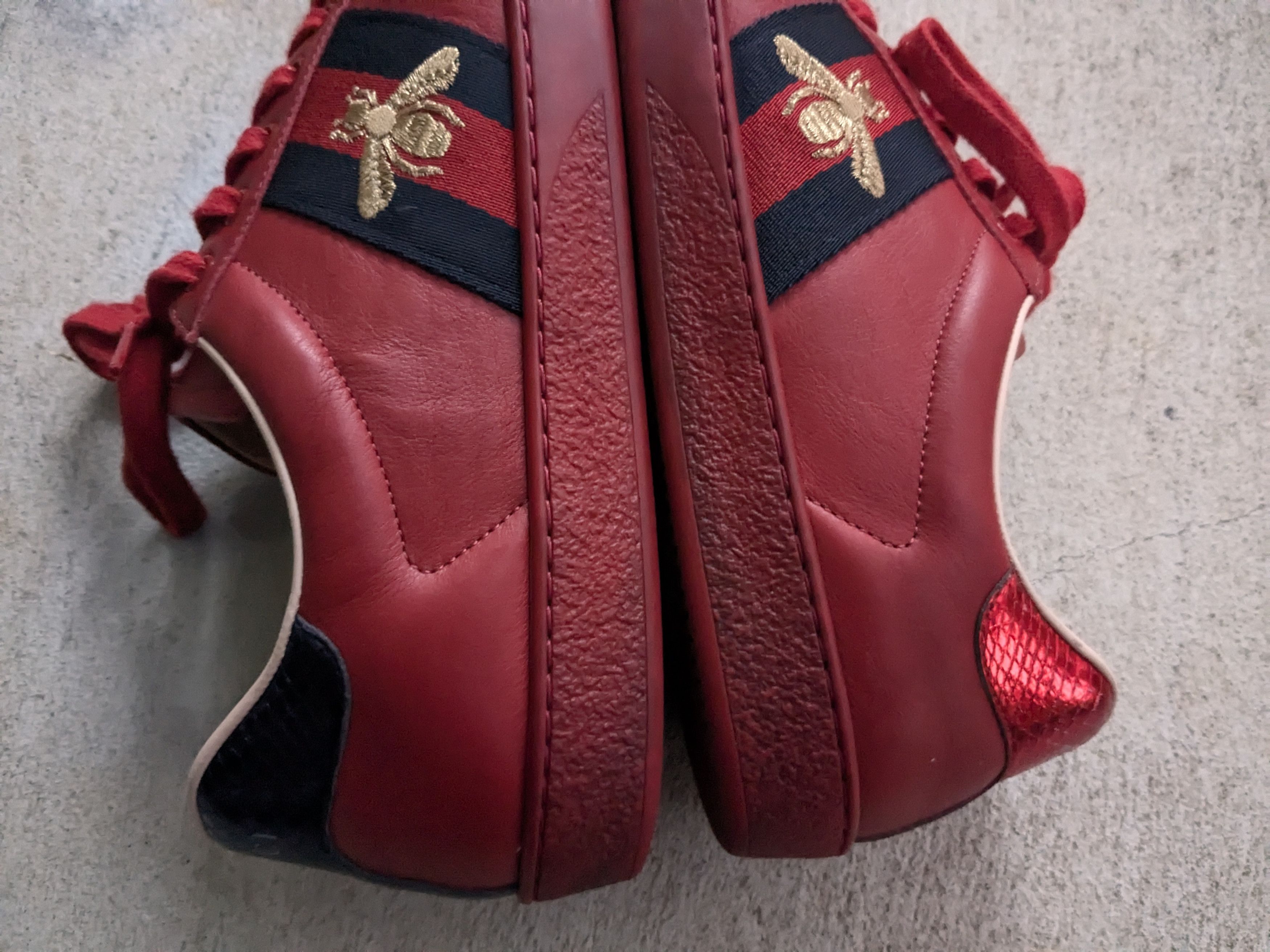 Gucci Gucci Ace Sneakers Red Bee 9.5 Leather Low Tops Size US 9.5 / EU 42-43 - 10 Thumbnail