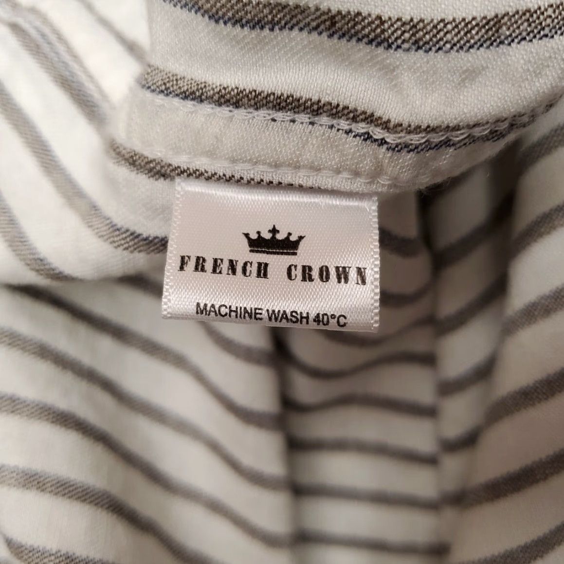 Vintage French Crown Shirt Mens XL Black White Vertical Striped Short Sleeve Button-Up Size US XL / EU 56 / 4 - 5 Thumbnail