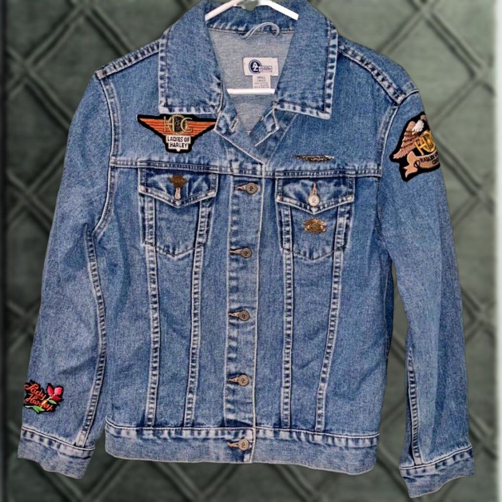 Vintage VINTAGE Arizona Harley Davidson Patches Denim Jean Motorcycle Jacket Sz. S Size 28" / US 6 / IT 42 - 1 Thumbnail