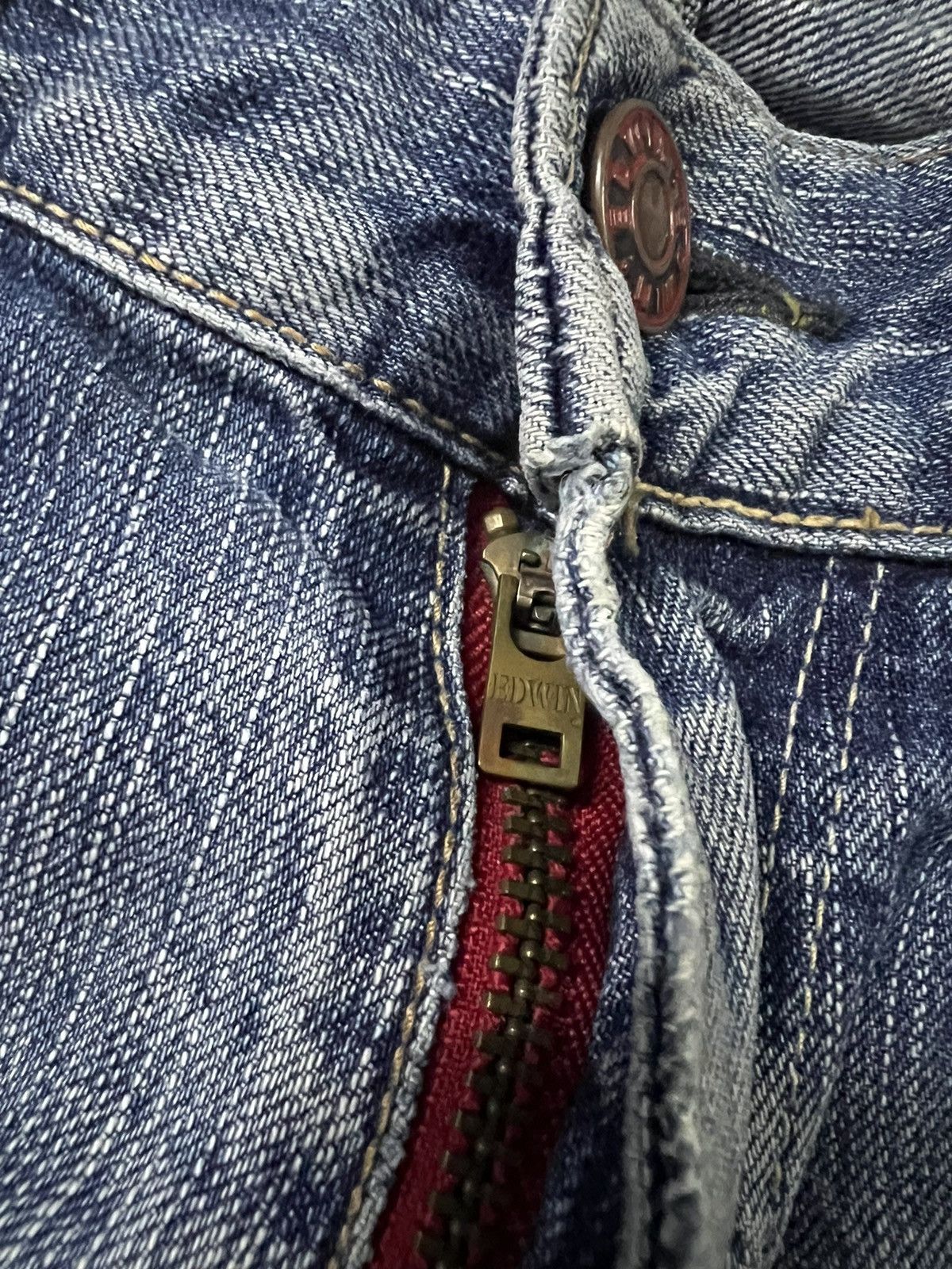 Edwin × If Six Was Nine × Japanese Brand VINTAGE EDWIN 503 BLUE TRIP DISTRESSED JAPAN JEANS Size US 34 / EU 50 - 17 Thumbnail