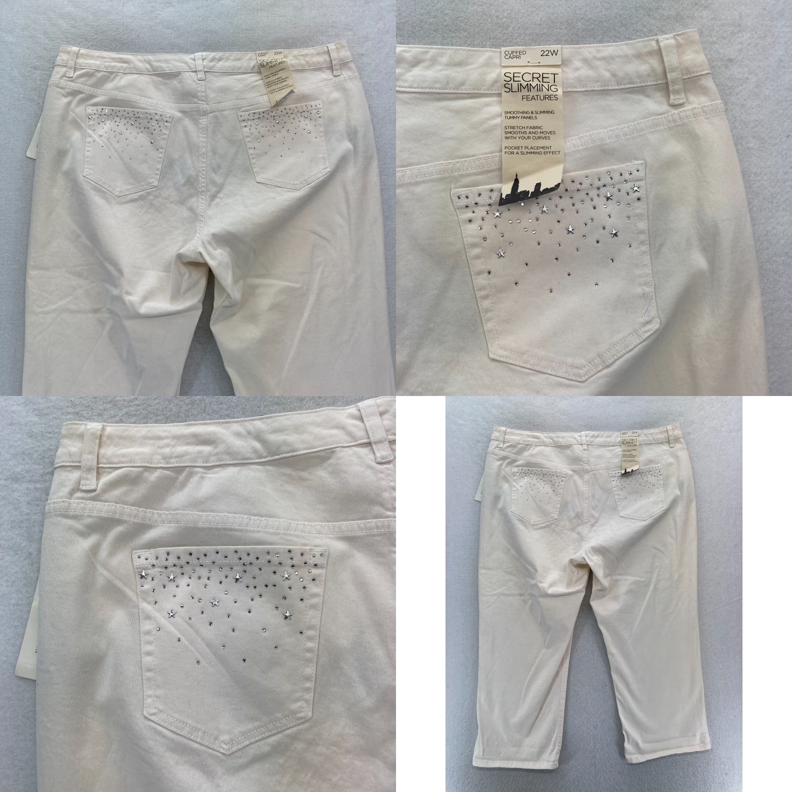 Jones New York Jones New York Jeans Capri Women's Plus 22W Chelsea White Stretch Denim Size 40" / US 18 - 9 Thumbnail