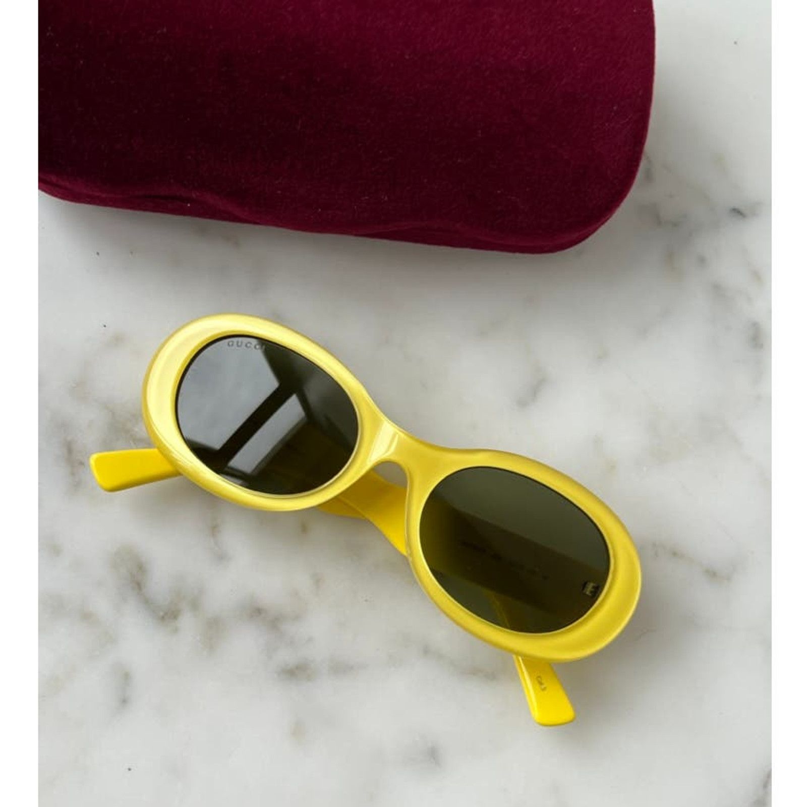 image of New Gucci Gg1587S Oval Yellow Sunglasses, Men's