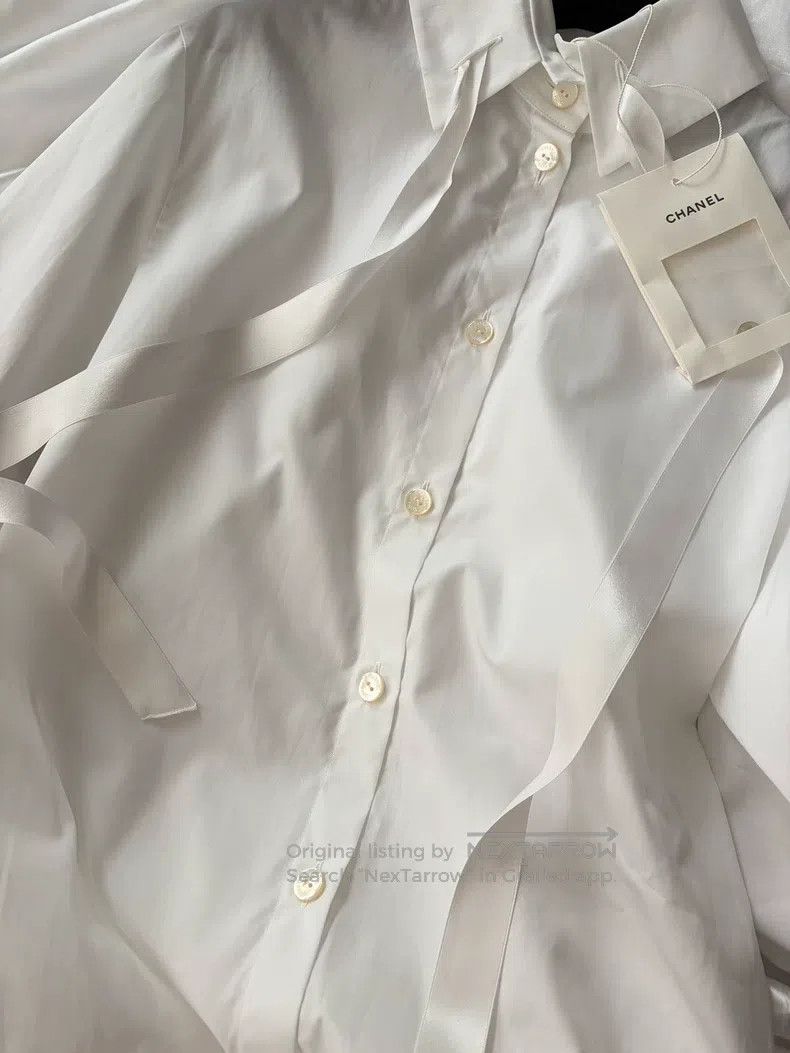 Chanel Chanel White shirt with tie and bow Size XXS / US 00 / IT 34 - 4 Thumbnail