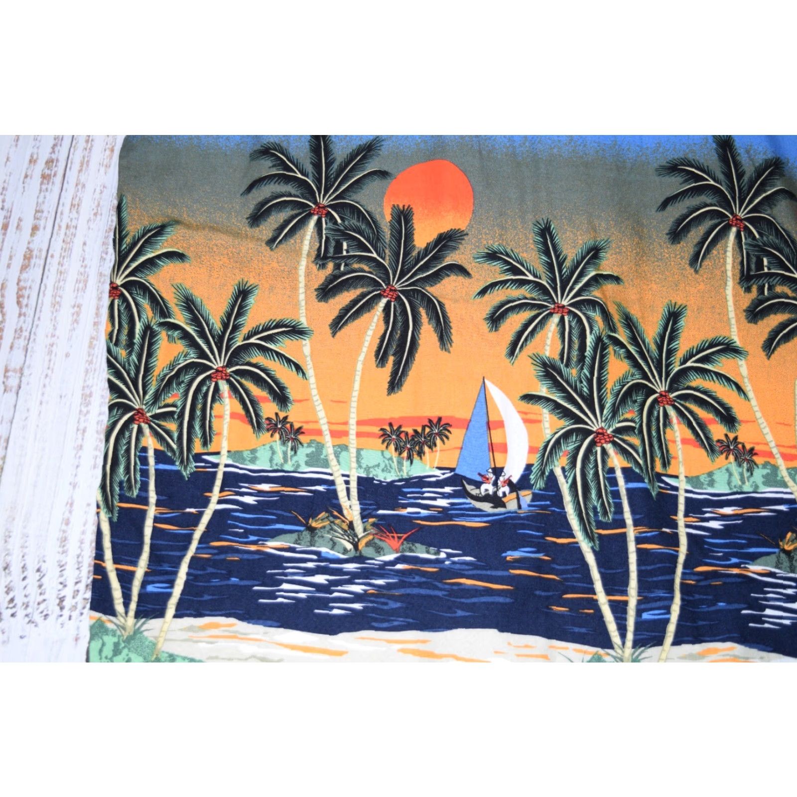 Cherokee VTG Cherokee Waikiki Wear Hawaiian Shirt Mens Large Sun Set Surf 100% Rayon Blue Floral Short Sleeve Button-Up Collared 90s Theme Size US L / EU 52-54 / 3 - 8 Thumbnail