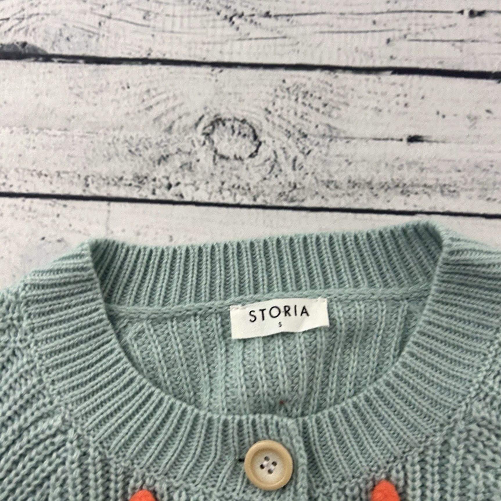 Vintage Storia Sweater Cardigan Button Front Women's Small Sea Foam Green Blue Orange Size S / US 4 / IT 40 - 2 Thumbnail