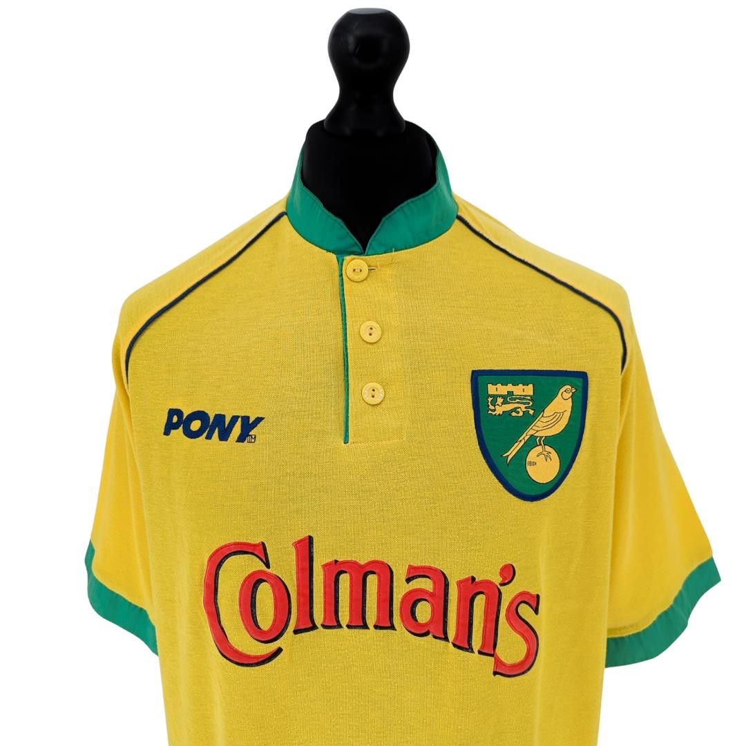 PONY Norwich City home football shirt 1996/97 - (L) Size US L / EU 52-54 / 3 - 5 Thumbnail