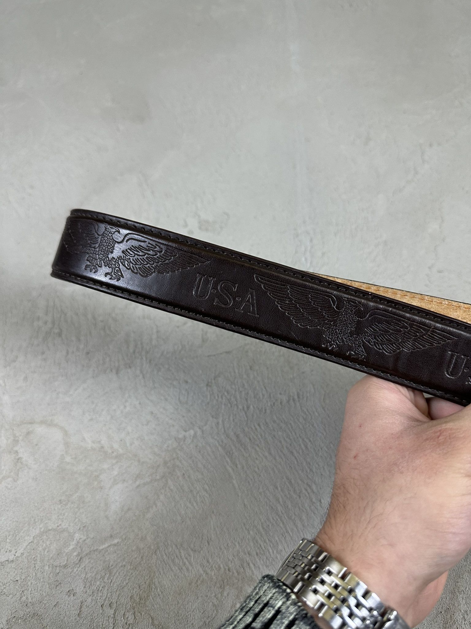 Vintage 90s Vintage Genuine Leather USA Belt Size ONE SIZE - 3 Thumbnail
