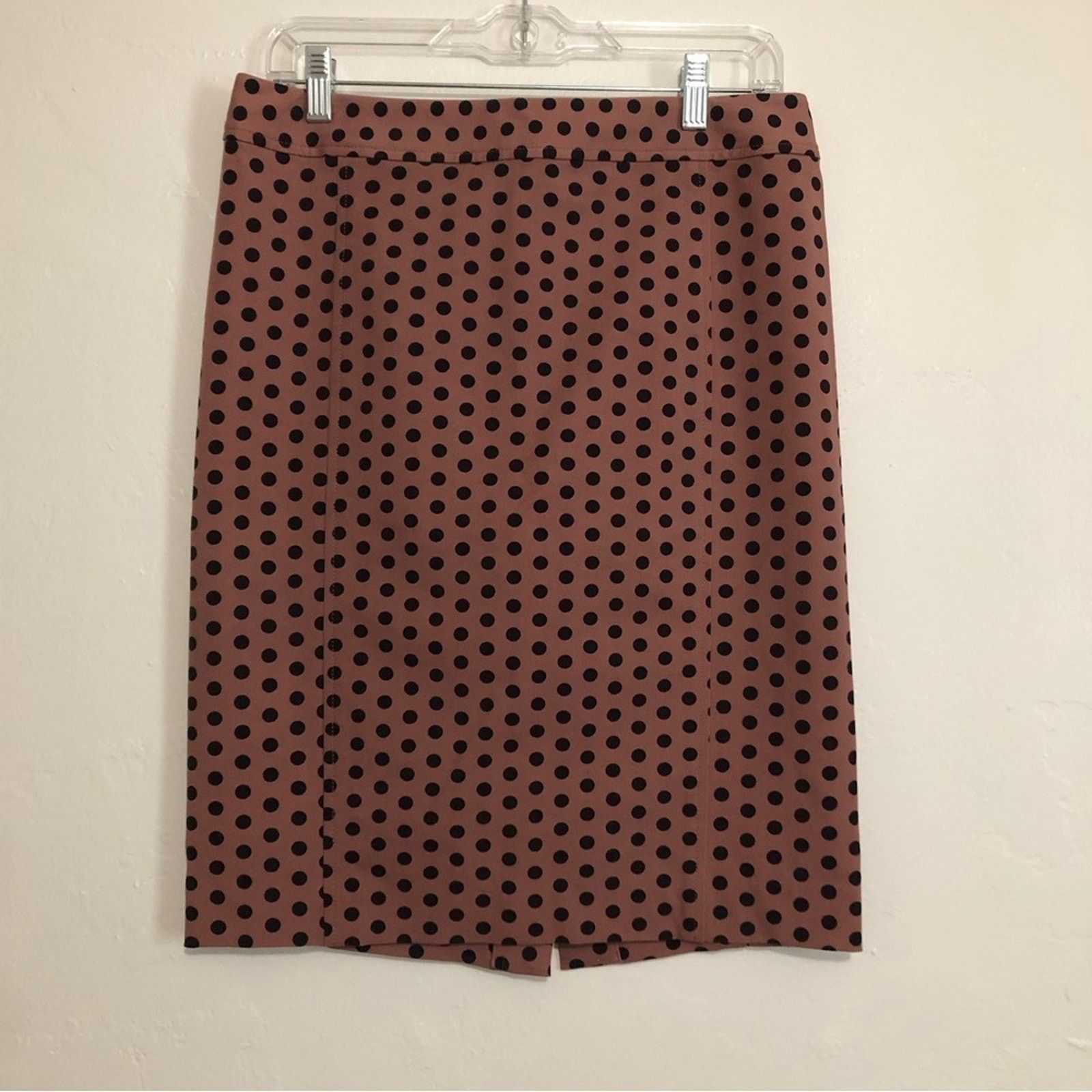 Loft Ann Taylor Loft Mauve Black Polka Dot Pencil Skirt Size 28" / US 6 / IT 42 - 2 Thumbnail