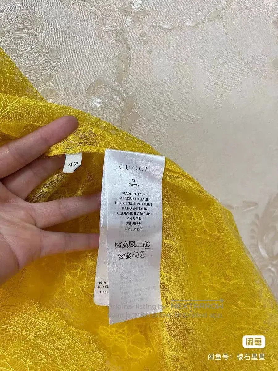 Gucci Gucci Yellow Lace Runway Shirt. Size M / US 6-8 / IT 42-44 - 4 Thumbnail