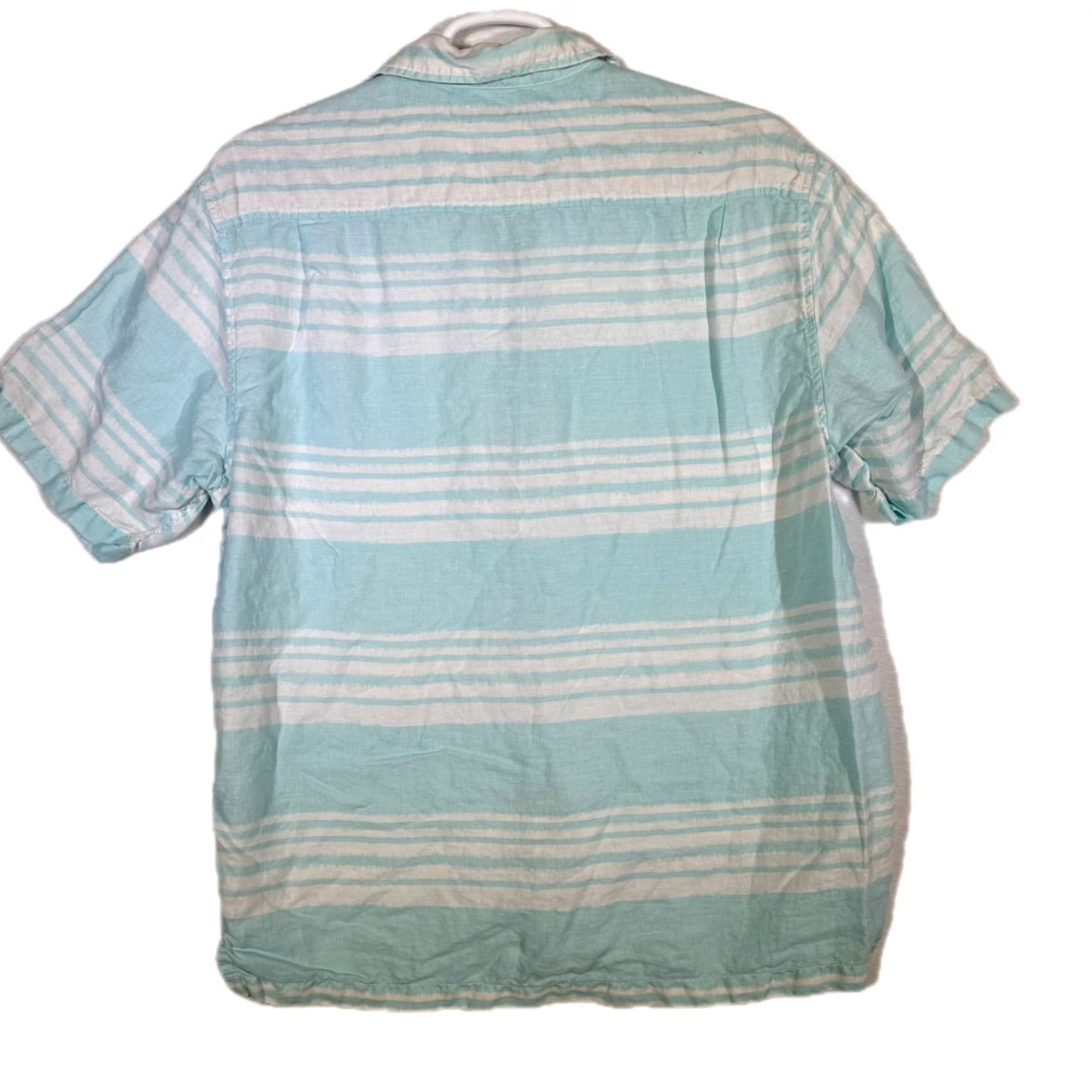 Vintage Caribbean XL Light Blue Striped Linen Hawaiian Shirt – 100% Linen, Button-Up, Short Sleeve, Casual Beachwear, Men’s Size US XL / EU 56 / 4 - 2 Thumbnail