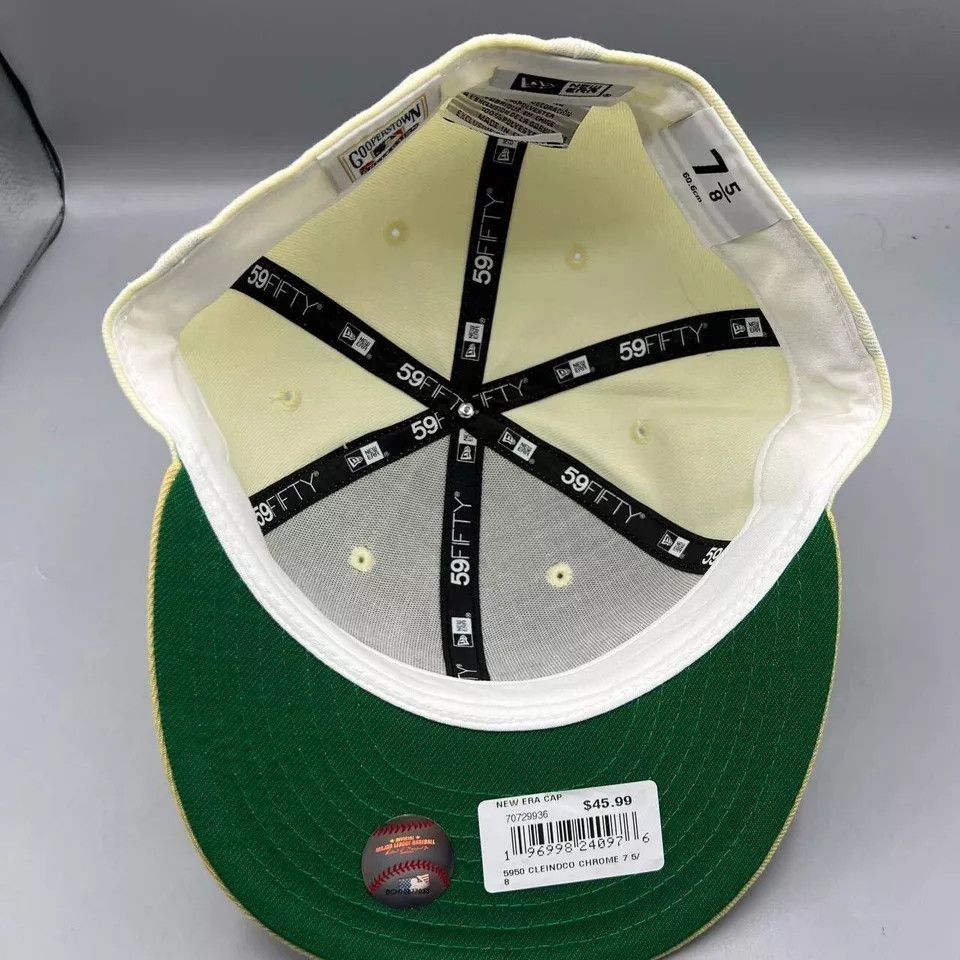 New Era Cleveland Guardians Hat Men 7 5/8 White MLB Fitted Cap New Size ONE SIZE - 2 Thumbnail