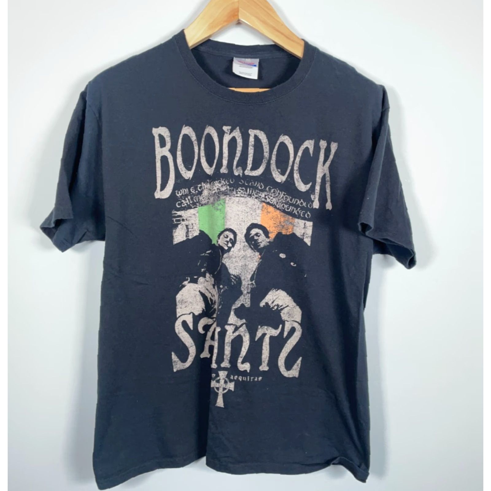 Hanes VINTAGE Boondock Saints T-Shirt Hanes Heavyweight Black Double-Sided Logo Graphic Print Crew Neck Adult Large Mens Shirt Size US L / EU 52-54 / 3 - 2 Thumbnail